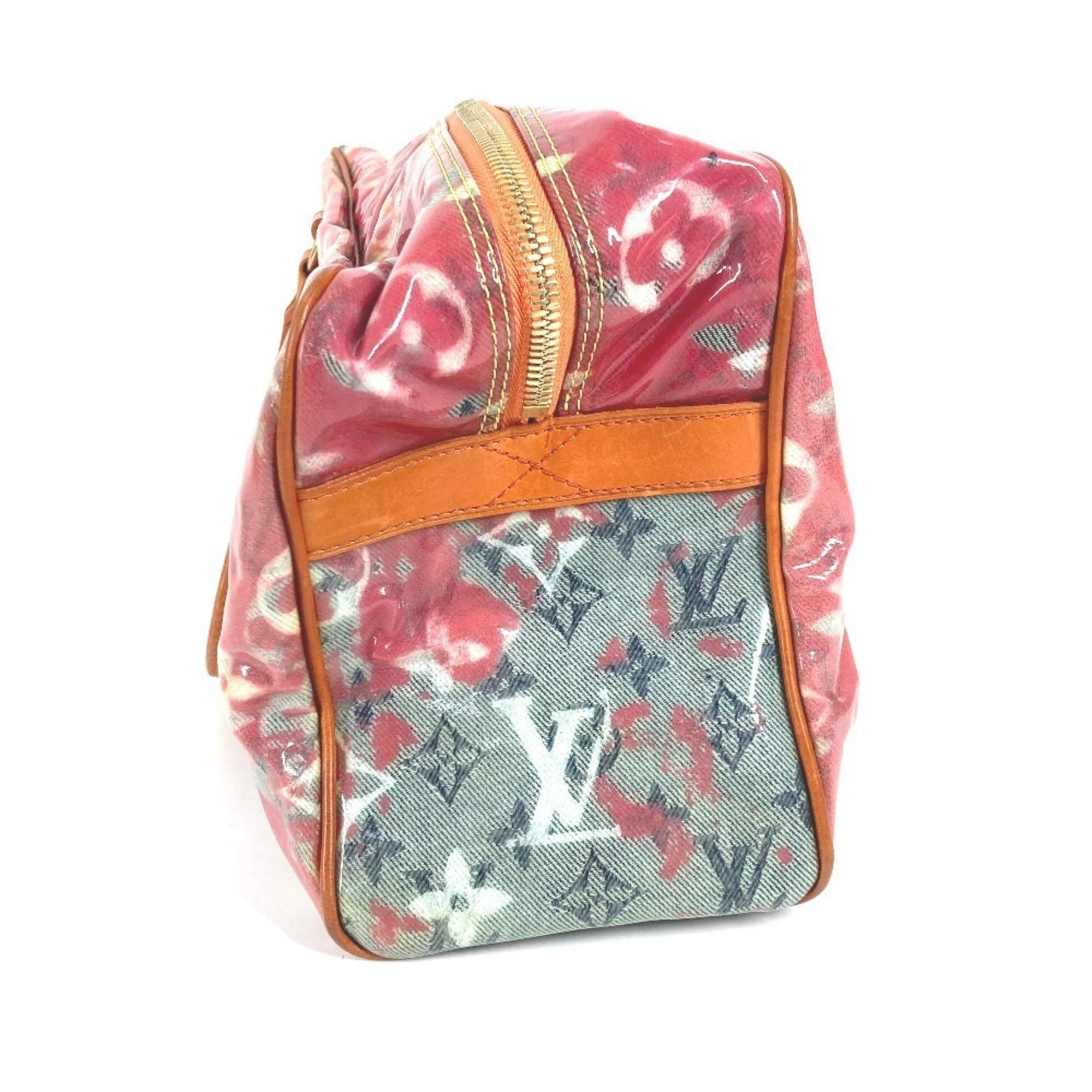 Louis Vuitton Orange Vinyl Leather Boston Bag Handbag Tote Bag (Pre-Owned)