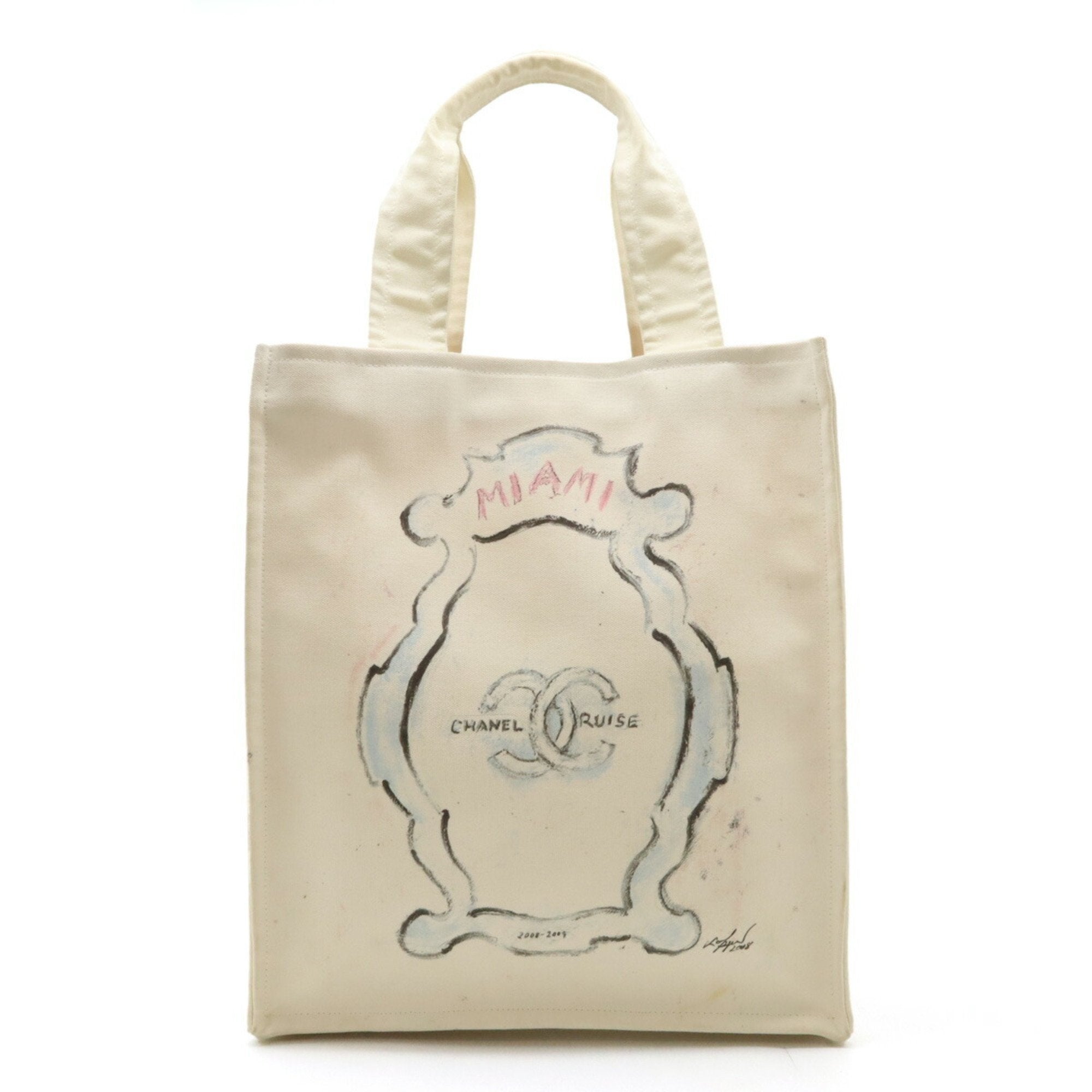 Chanel Ivory Canvas Shoulder Bag Tote Bag (Pre-Owned)