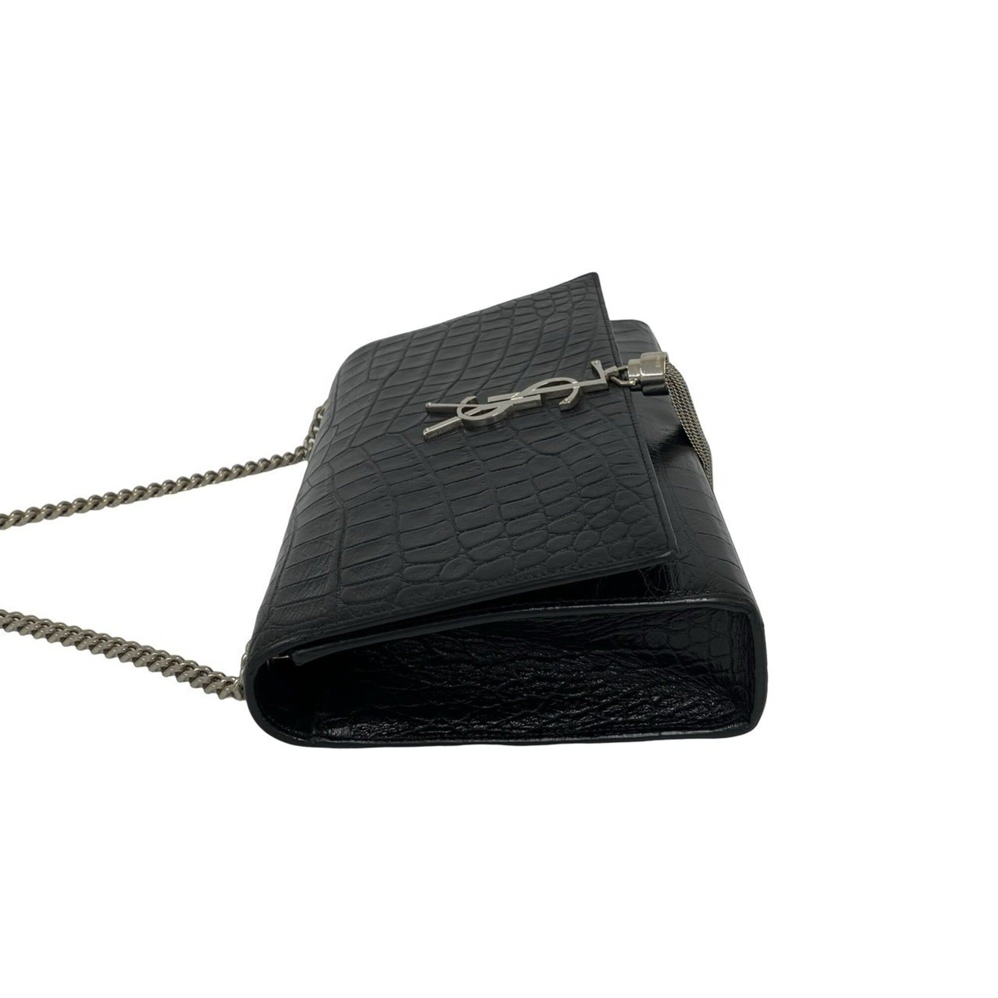 Yves Saint Laurent Black Leather Pochette Shoulder Bag (Pre-Owned)