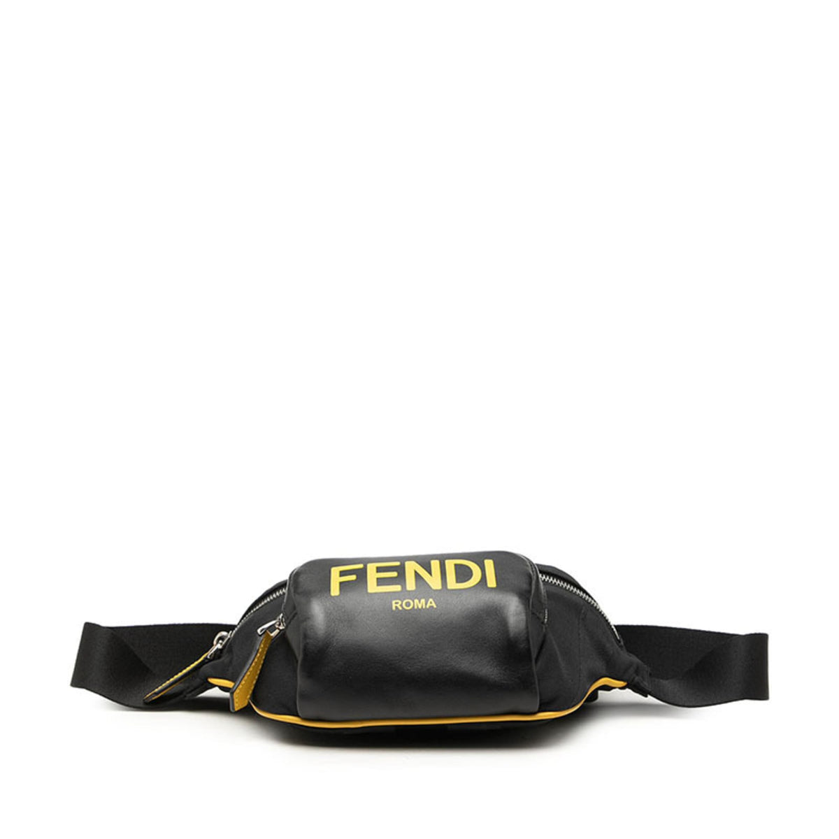 Fendi Black Yellow Nylon Leather Sling Bag (Pre-Owned)
