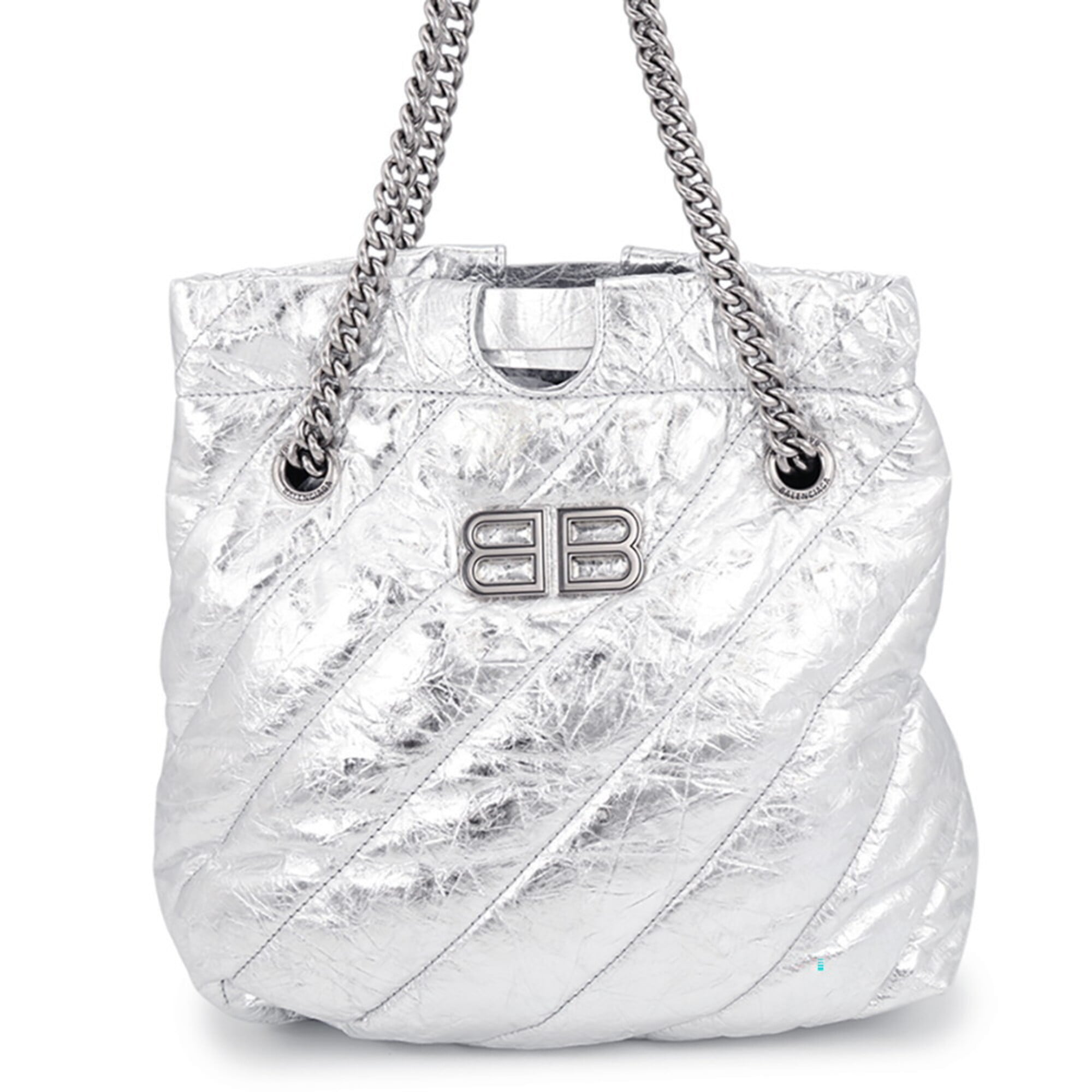 Balenciaga Silver Leather Handbag Shoulder Bag Tote Bag (Pre-Owned)