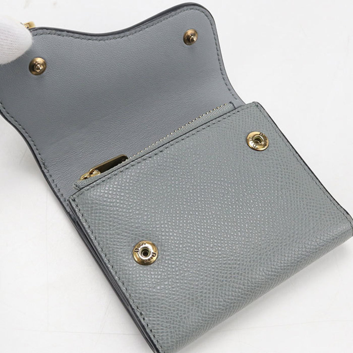 Christian Dior Gray Leather Wallet (Tri-Fold) (Pre-Owned)