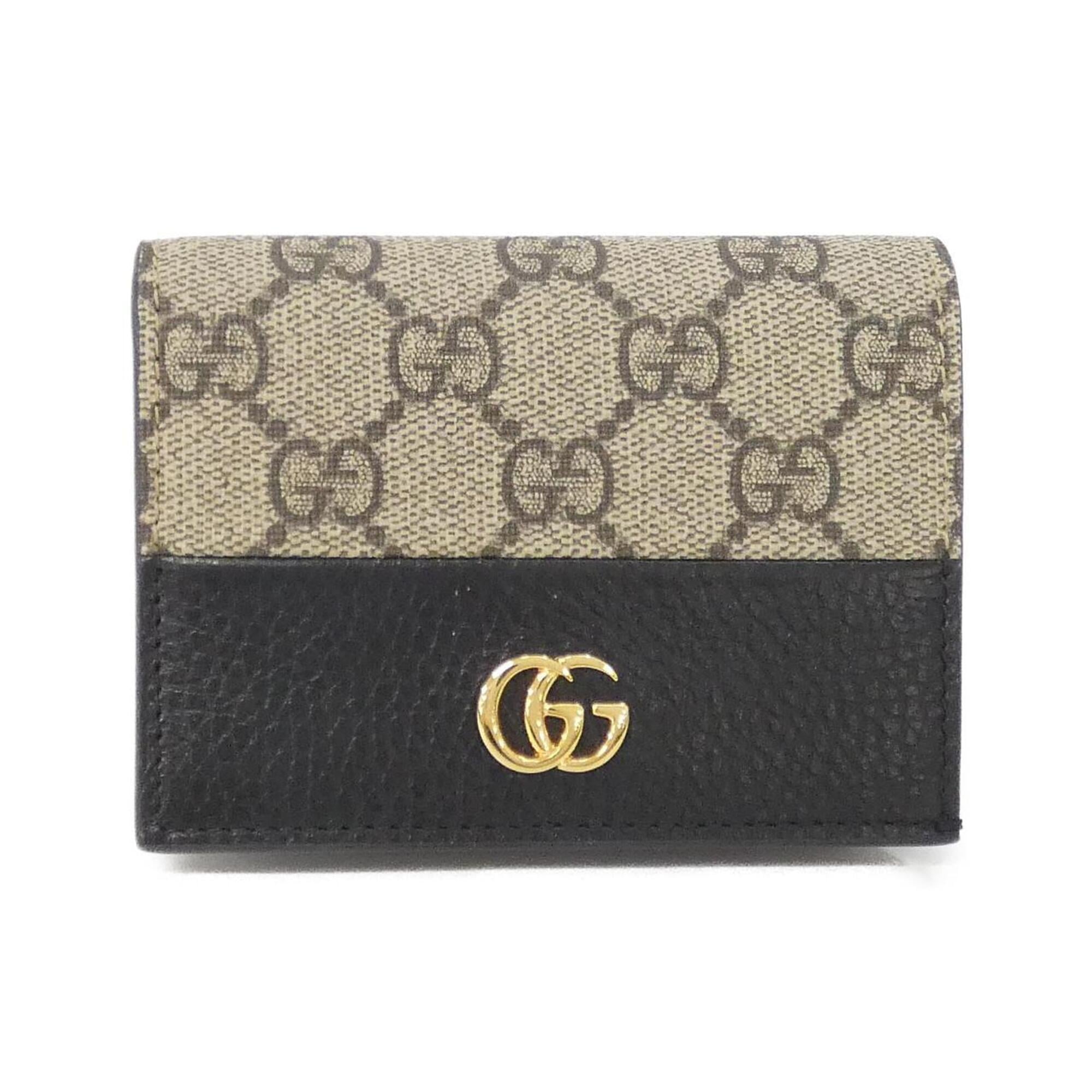 Gucci Beige Black Gg Supreme Leather Wallet (Bi-Fold) (Pre-Owned)