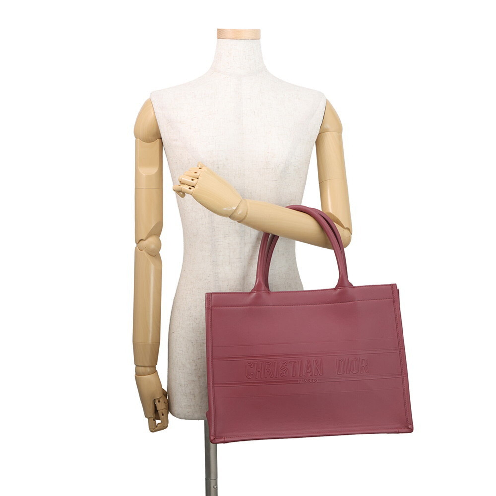 Christian Dior Wine Leather Handbag Tote Bag (Pre-Owned)