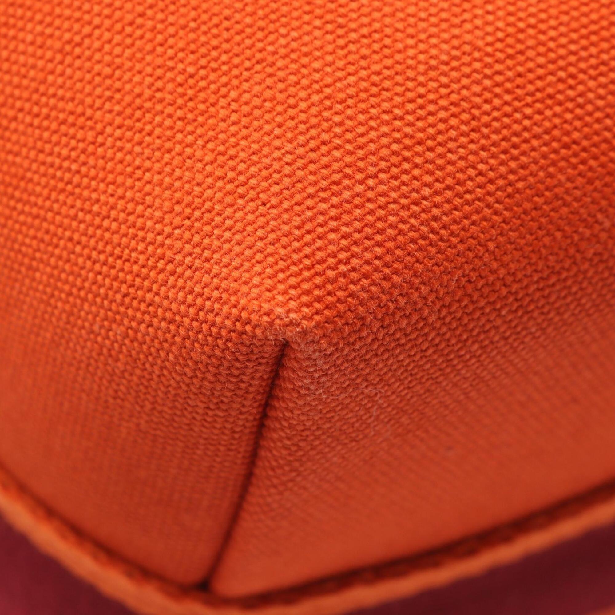 Hermes Bordeaux Feu Orange Canvas Handbag (Pre-Owned)