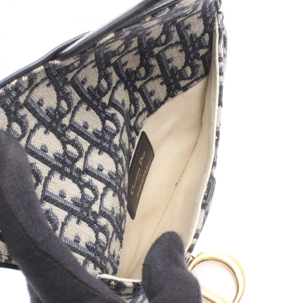 Christian Dior Beige Navy Canvas Leather Fanny Pack Handbag Saddle Bag (Pre-Owned)
