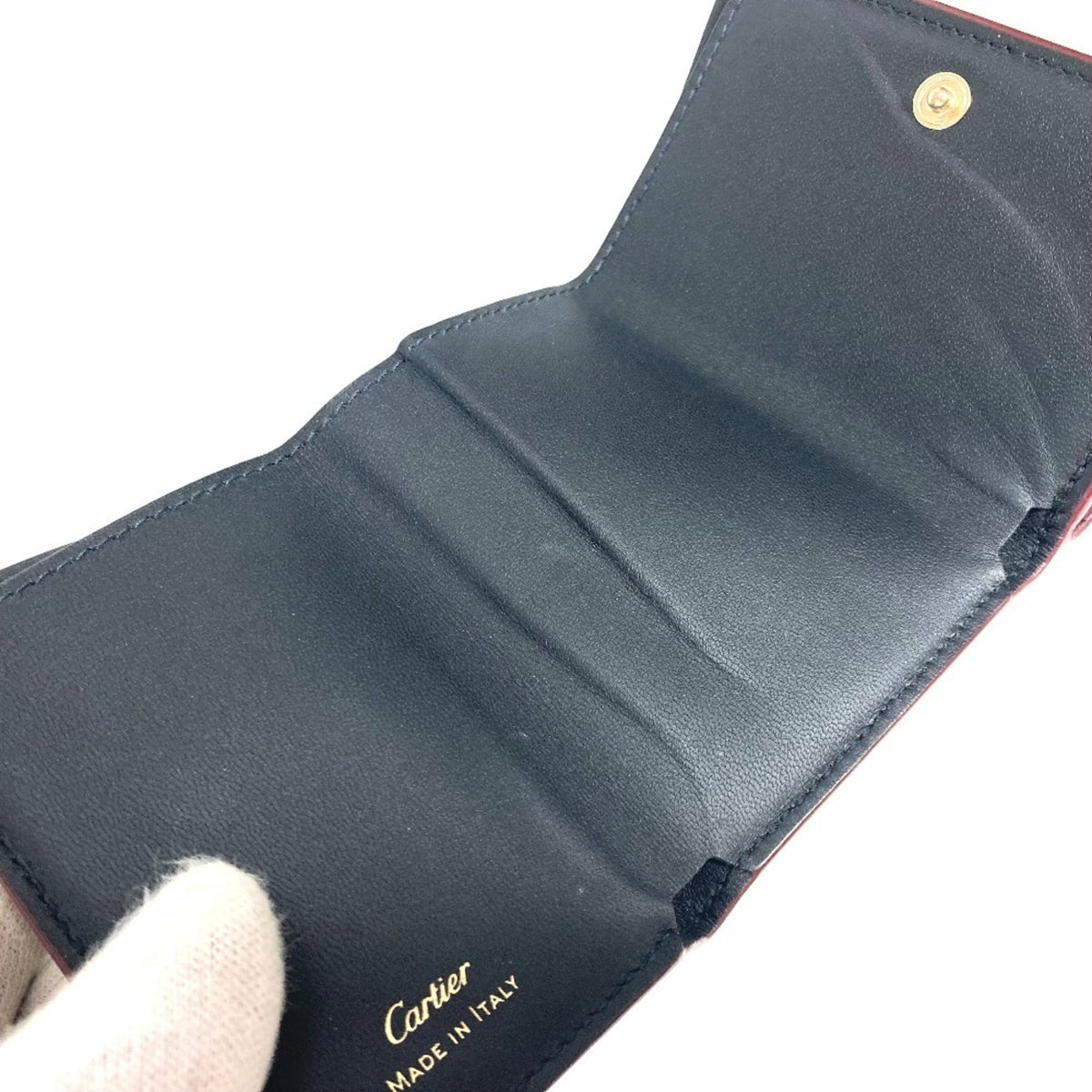 Cartier Wine Red Leather Wallet (Tri-Fold) (Pre-Owned)
