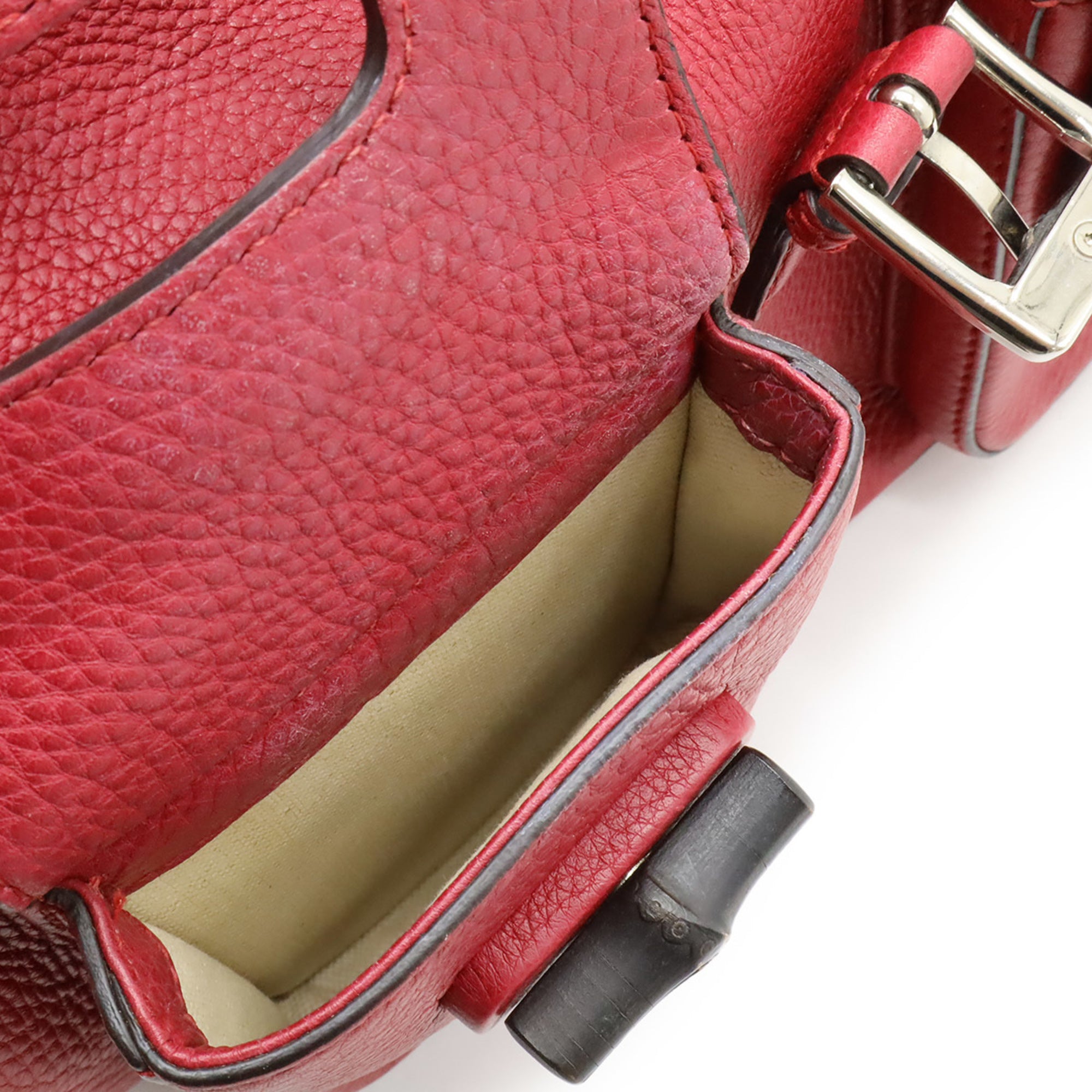 Gucci Red Color Bamboo Leather Backpack Shoulder Bag (Pre-Owned)