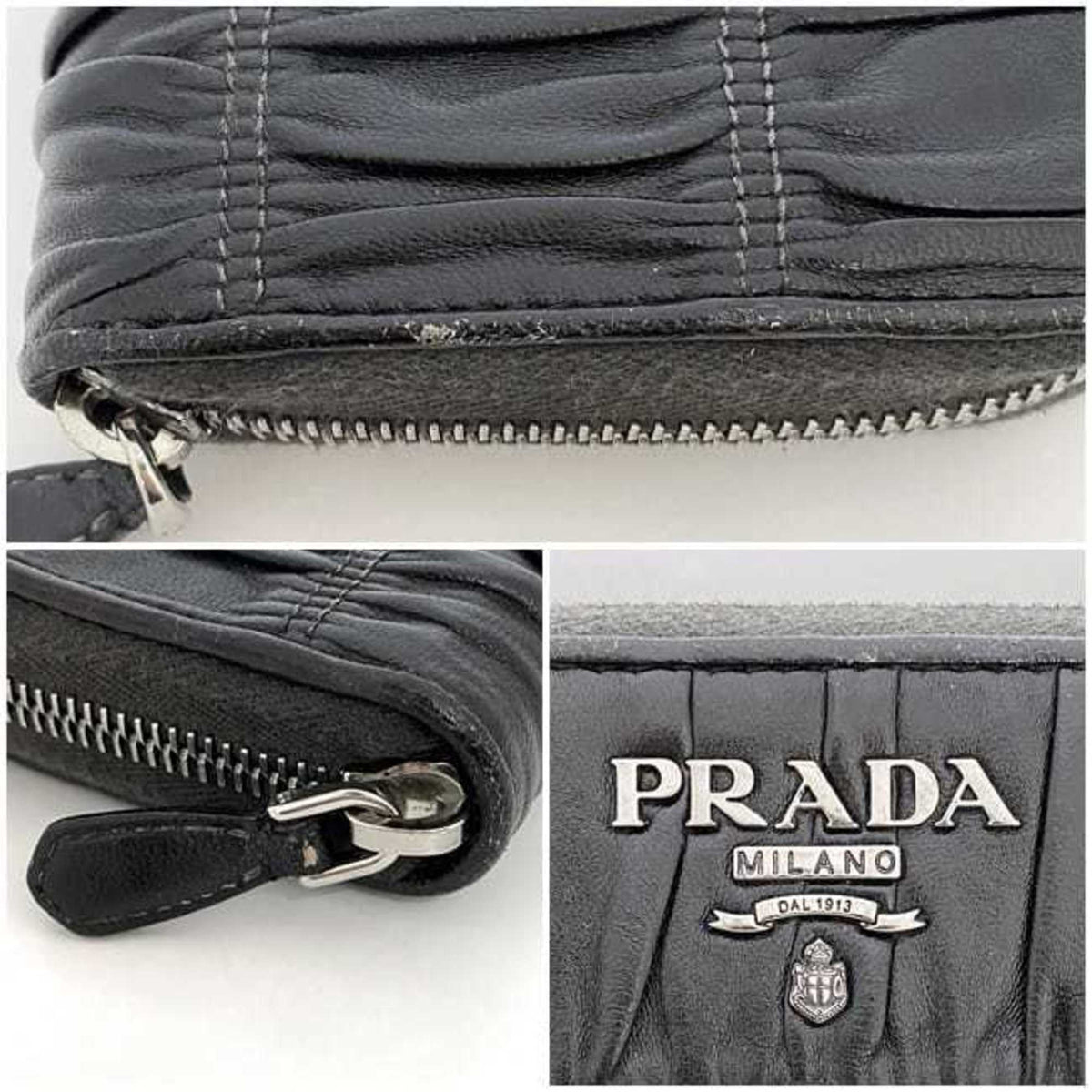 Prada Black Leather Long Wallet (Bi-Fold) (Pre-Owned)