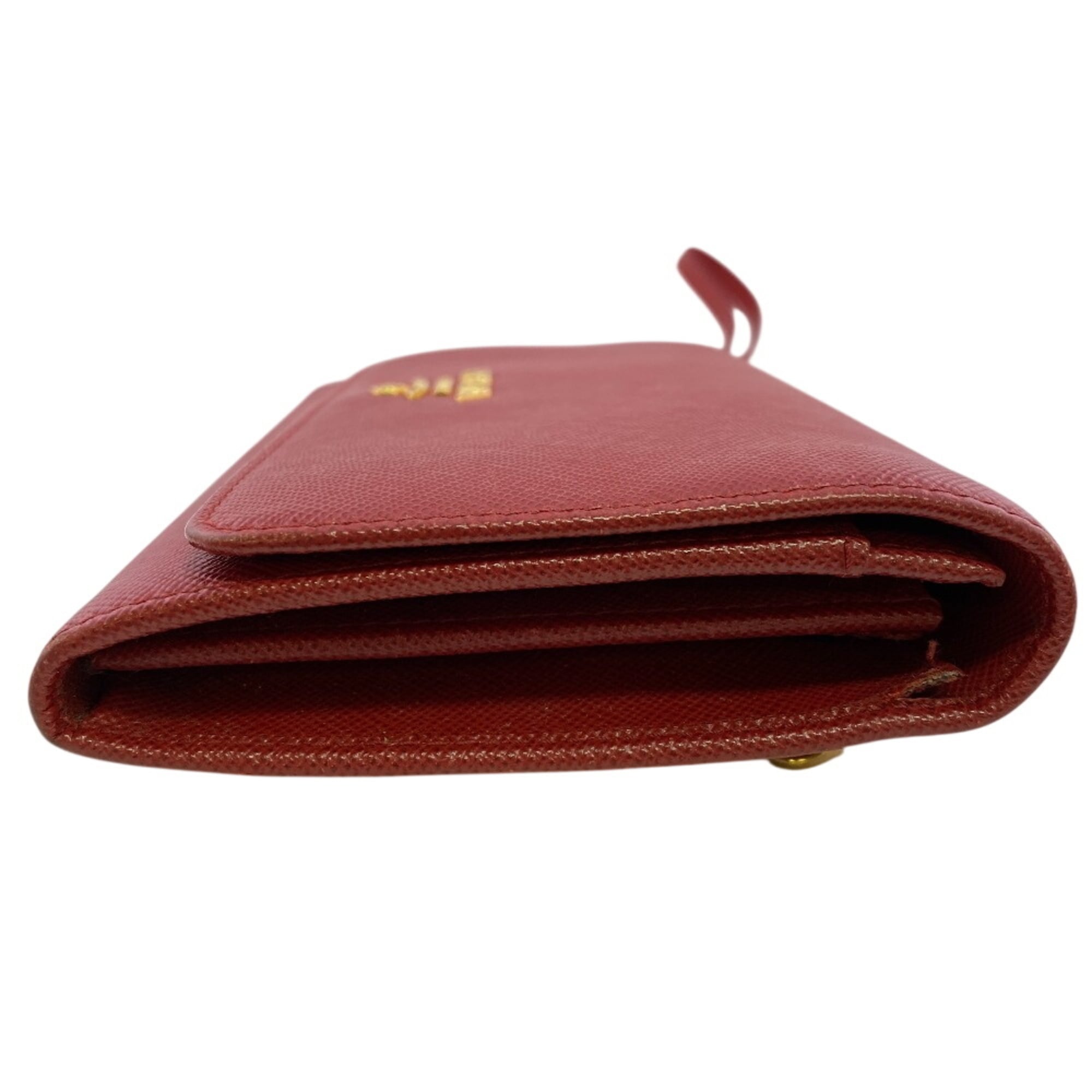 Prada Saffiano Red Color Leather Wallet (Bi-Fold) (Pre-Owned)