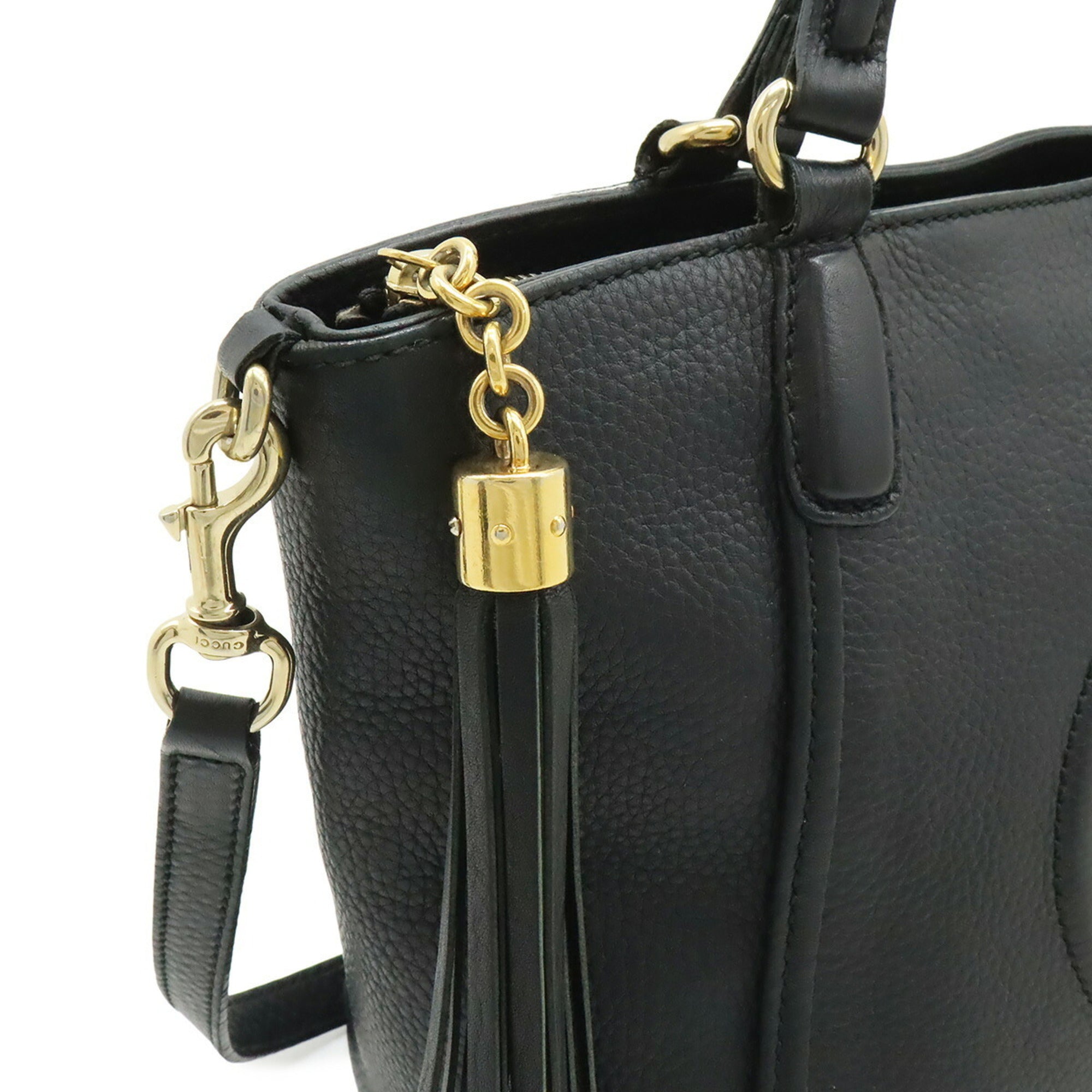 Gucci Black Yellow Leather Shoulder Bag Tote Bag (Pre-Owned)
