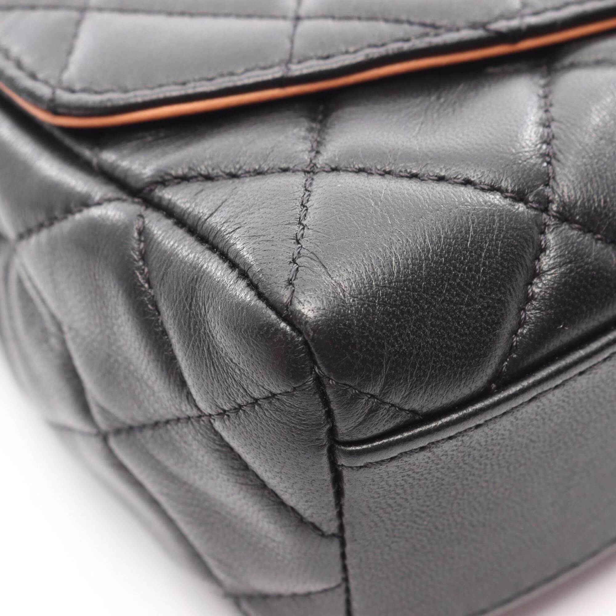 Chanel Matelasse Black Leather Handbag Shoulder Bag (Pre-Owned)