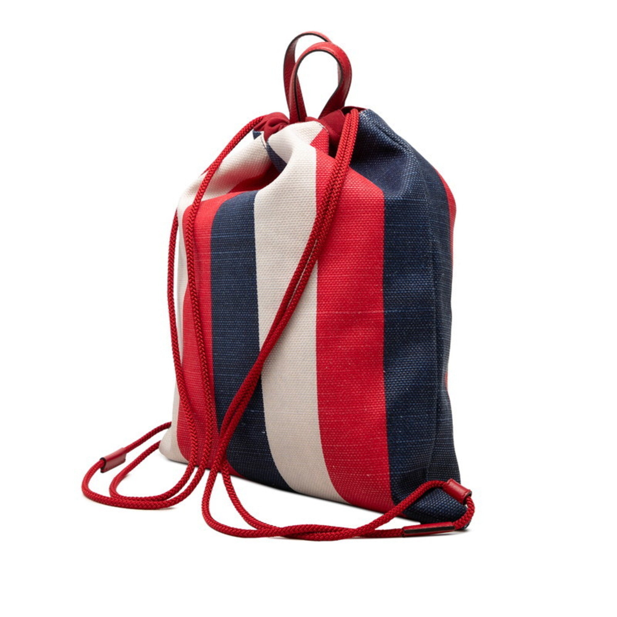 Gucci Sherry Line Red Color White Canvas Backpack (Pre-Owned)