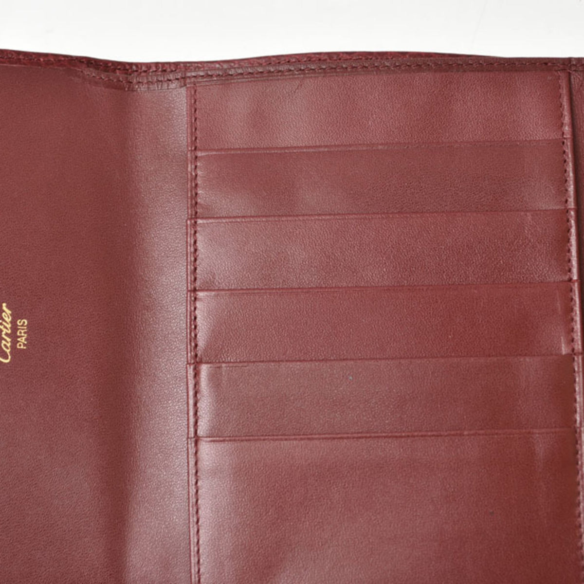 Cartier Bordeaux Leather Wallet (Tri-Fold) (Pre-Owned)