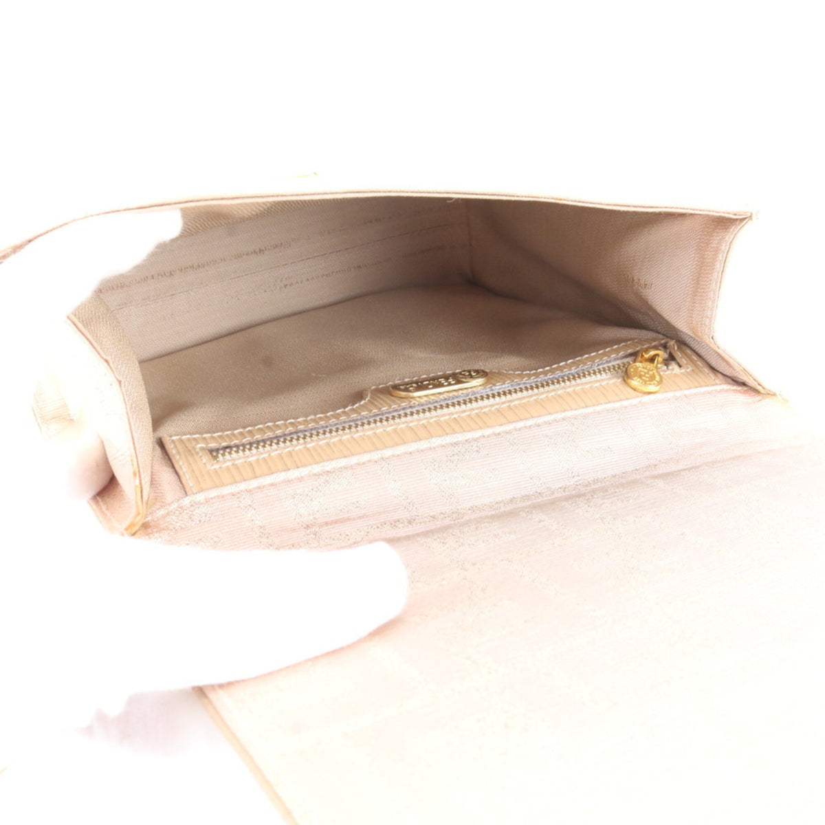 Fendi Pink Beige Leather Canvas Handbag Shoulder Bag (Pre-Owned)