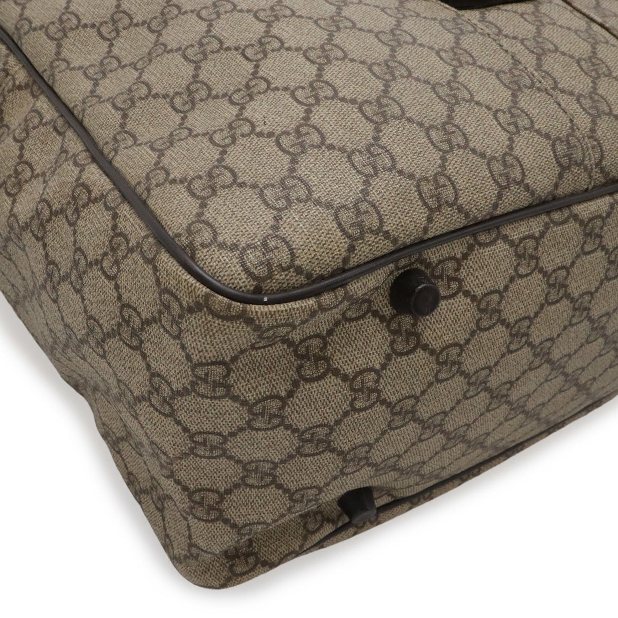 Gucci Beige Dark Brown Khaki Gg Supreme Canvas Leather Handbag Shoulder Bag (Pre-Owned)