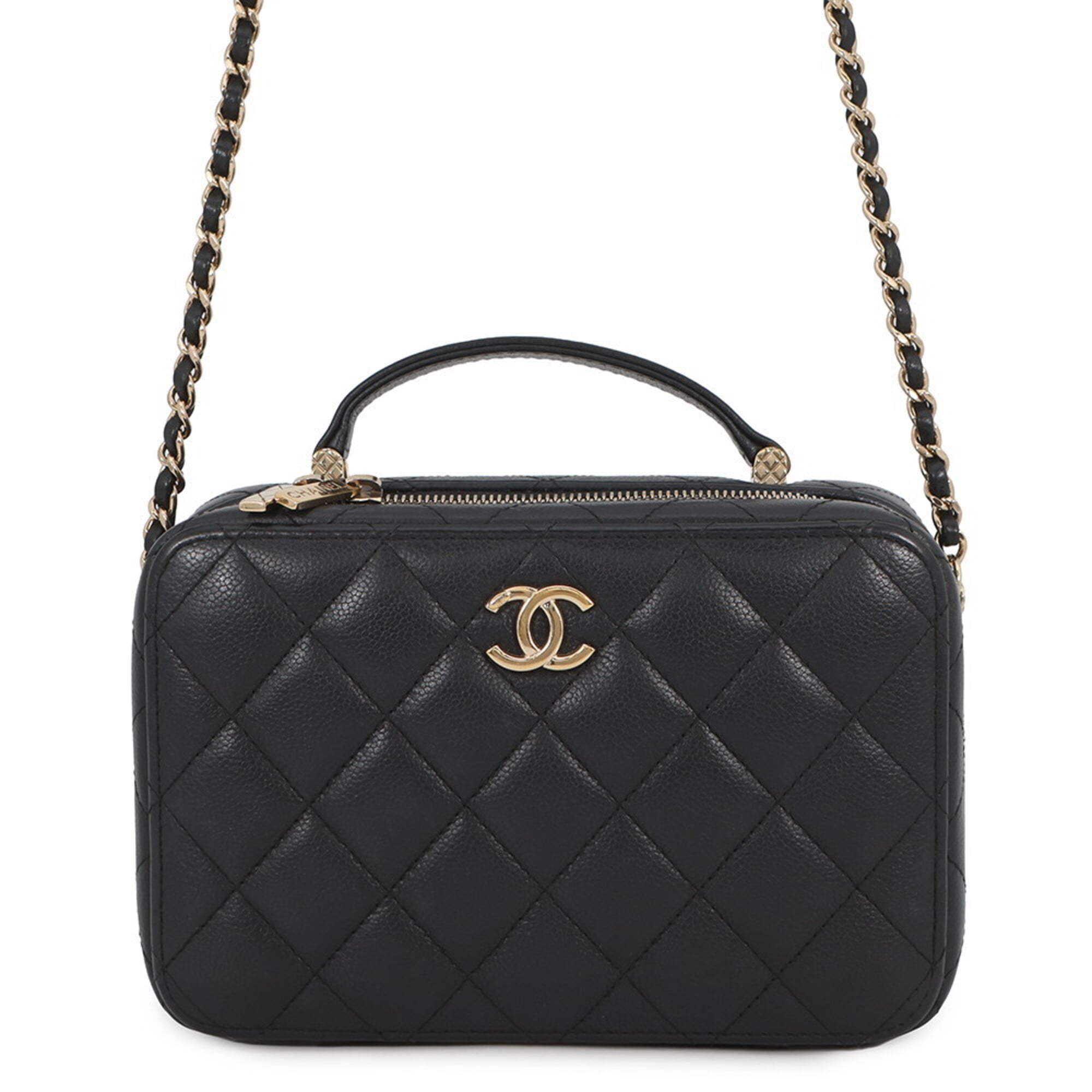 Chanel Matelasse Black Grained Calfskin Handbag Shoulder Bag (Pre-Owned)
