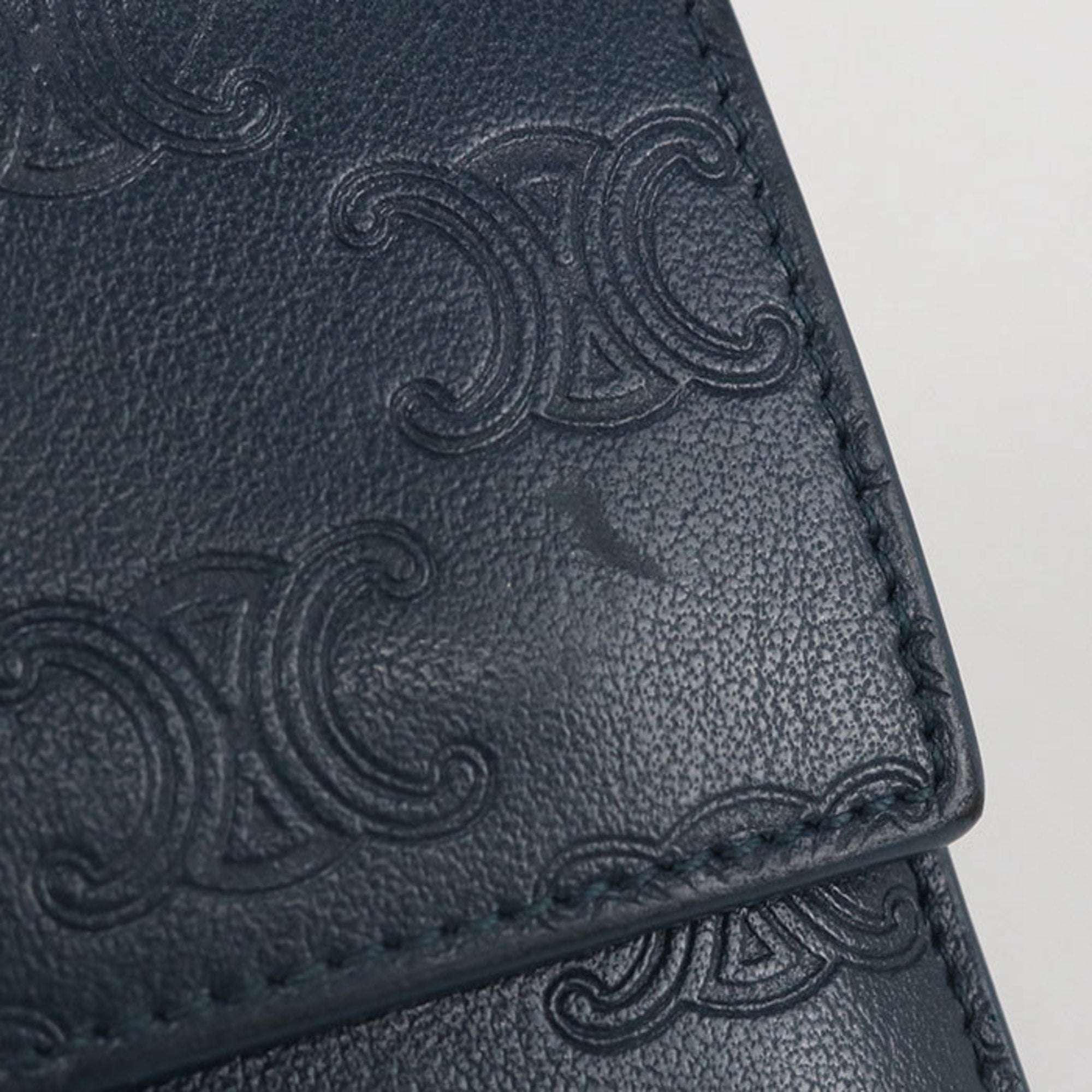 Celine Navy Leather Coin Purse/Coin Case (Pre-Owned)