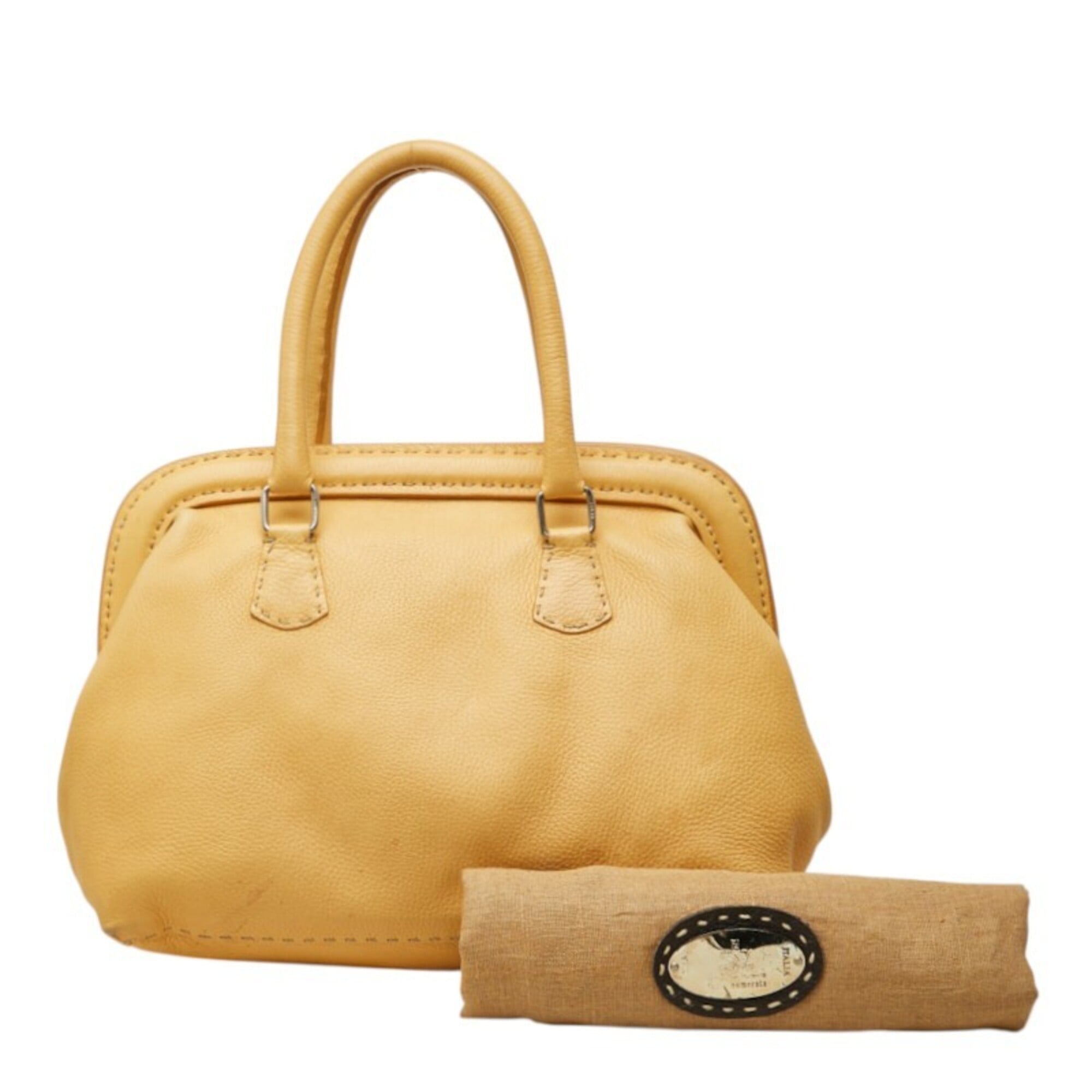 Fendi Beige Leather Handbag Tote Bag (Pre-Owned)