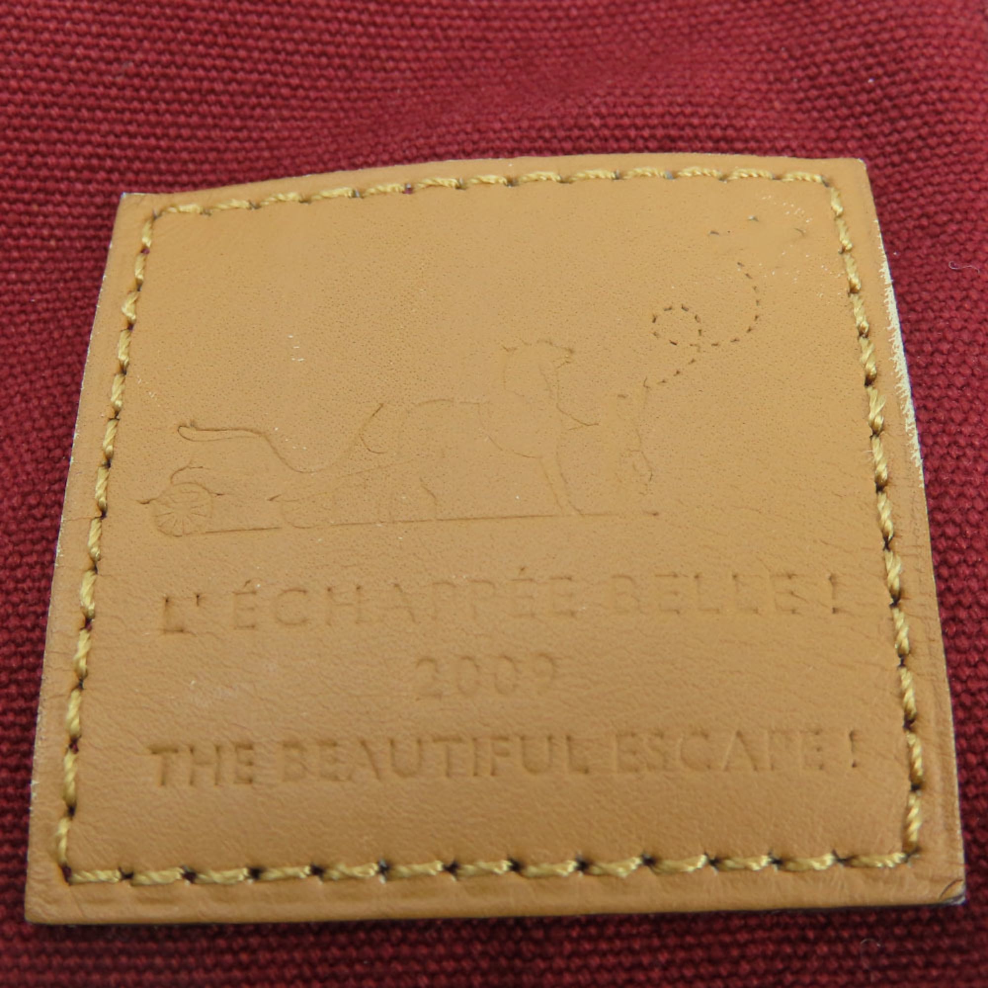 Hermes Bordeaux Cotton Leather Pouch (Pre-Owned)
