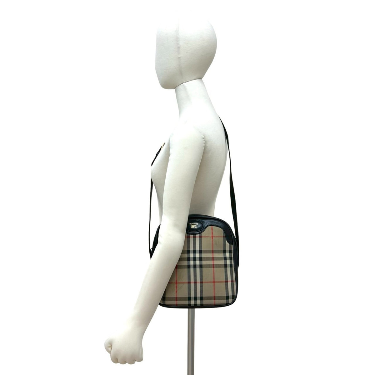 Burberry Beige Black Canvas Leather Pochette Shoulder Bag (Pre-Owned)
