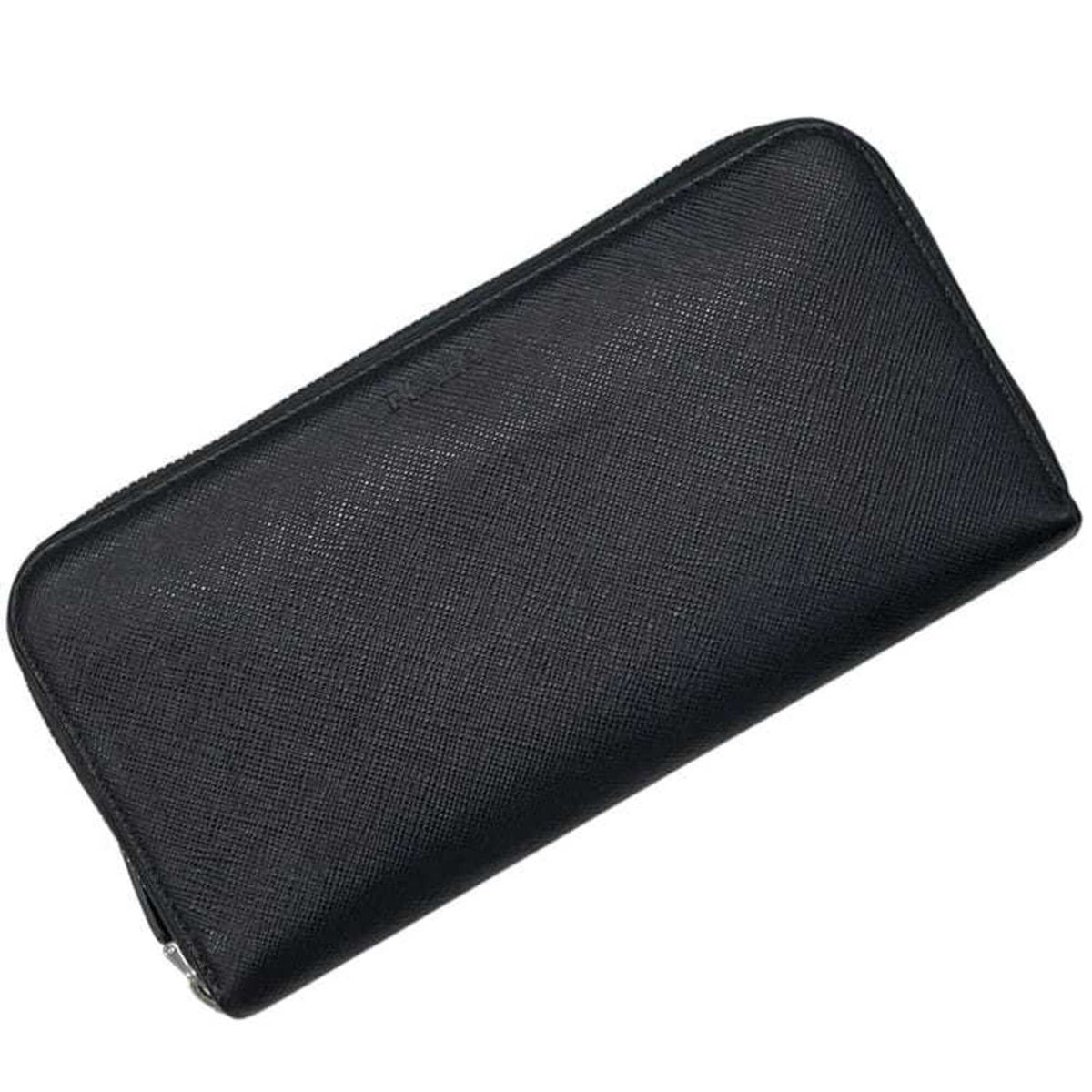 Prada Saffiano Black Nero Leather Long Wallet (Bi-Fold) (Pre-Owned)