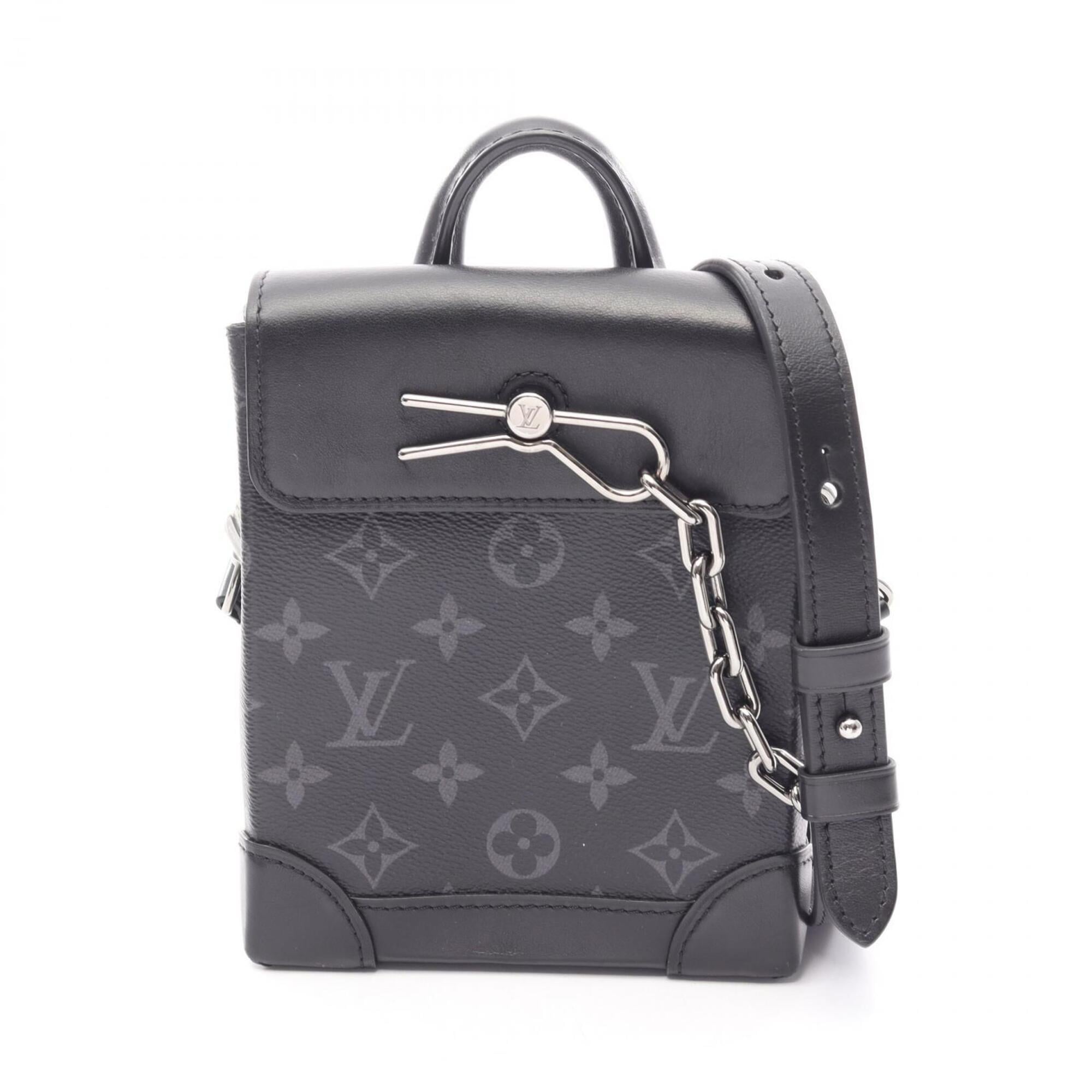 Louis Vuitton Black Coated Canvas Leather Handbag Shoulder Bag (Pre-Owned)