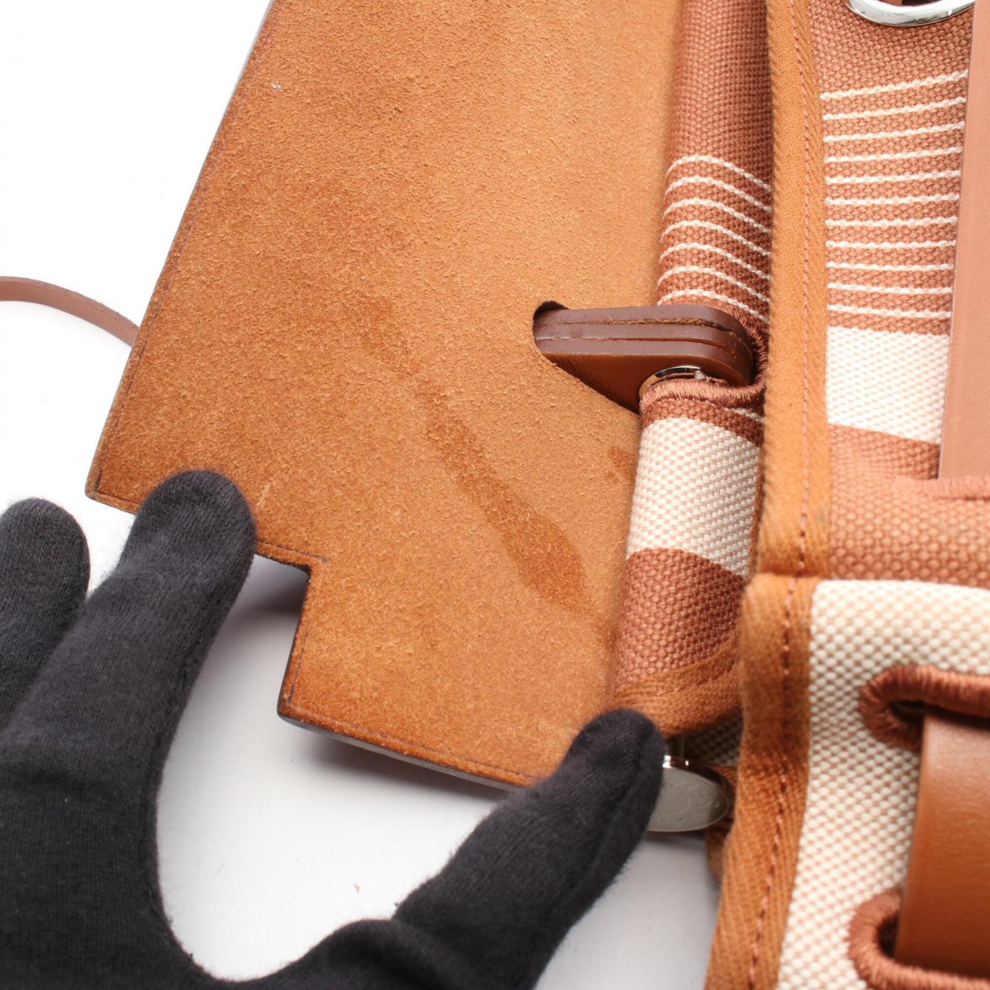 Hermes Brown Ecru Ivory Canvas Toile H Handbag (Pre-Owned)
