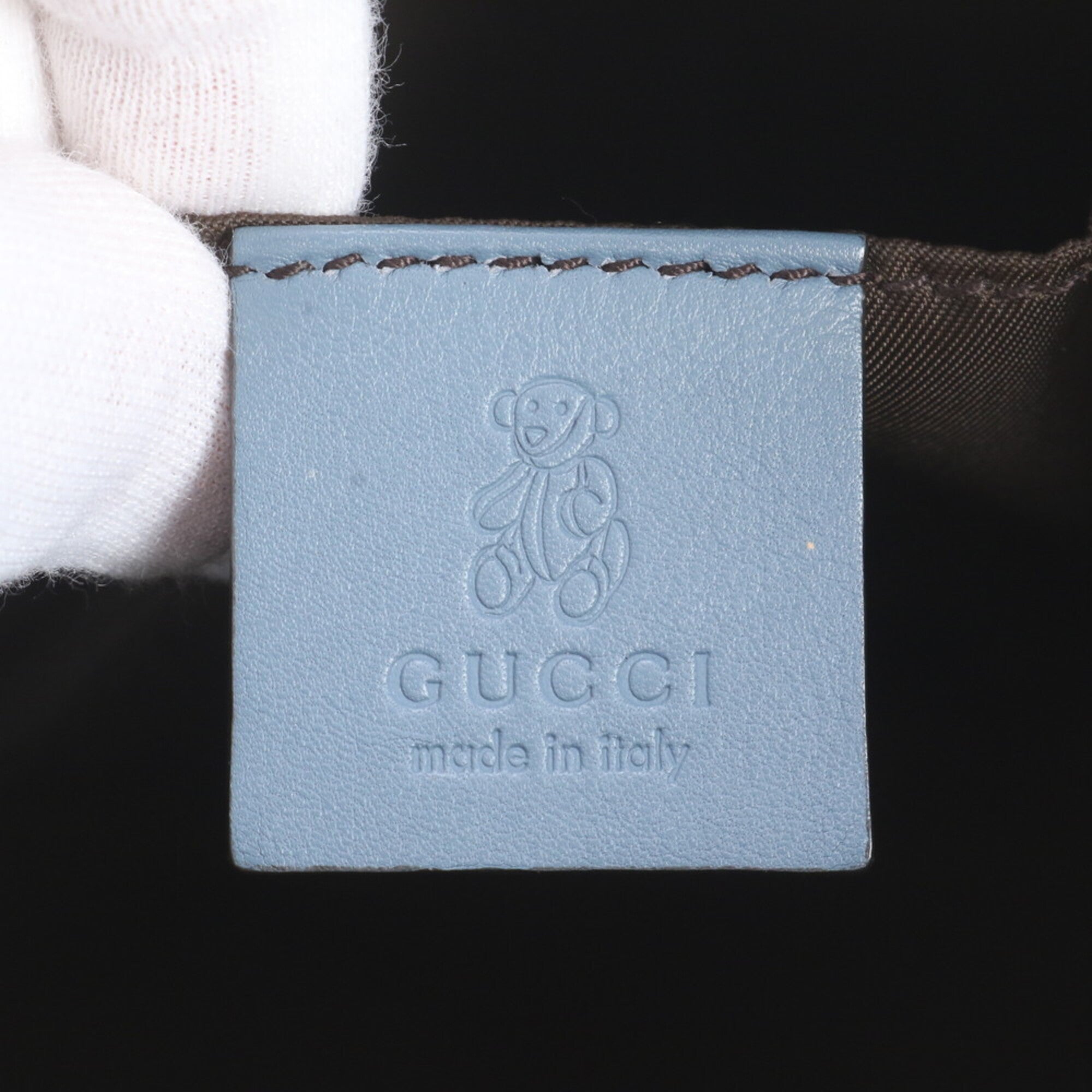 Gucci Blue Brown Leather Coated Canvas Handbag Shoulder Bag Tote Bag (Pre-Owned)