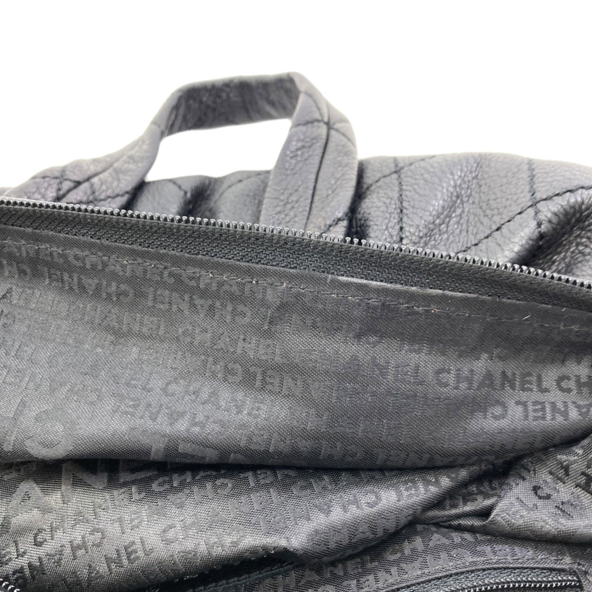 Chanel Black Leather Boston Bag (Pre-Owned)