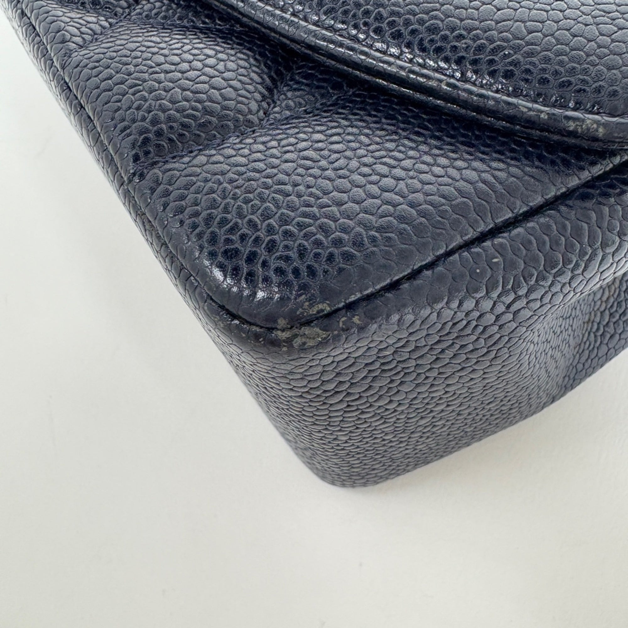 Chanel Matelasse Navy Grained Calfskin Shoulder Bag (Pre-Owned)