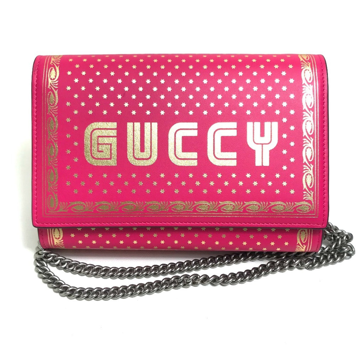 Gucci Pink Leather Chain/Shoulder Wallet (Pre-Owned)
