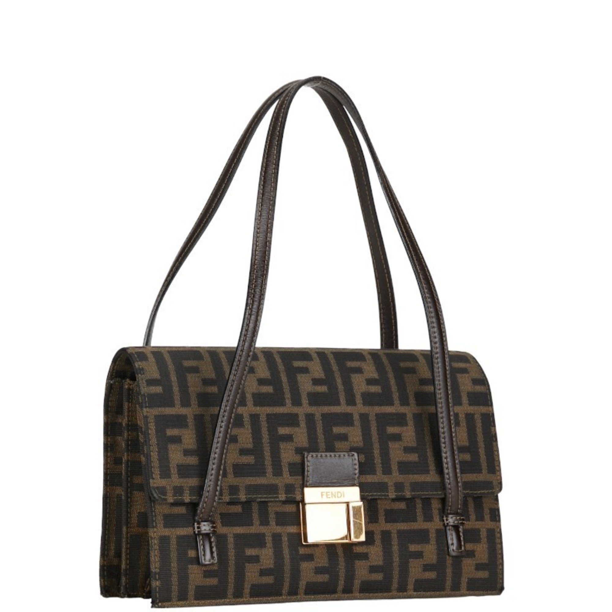 Fendi Brown Canvas Leather Handbag (Pre-Owned)
