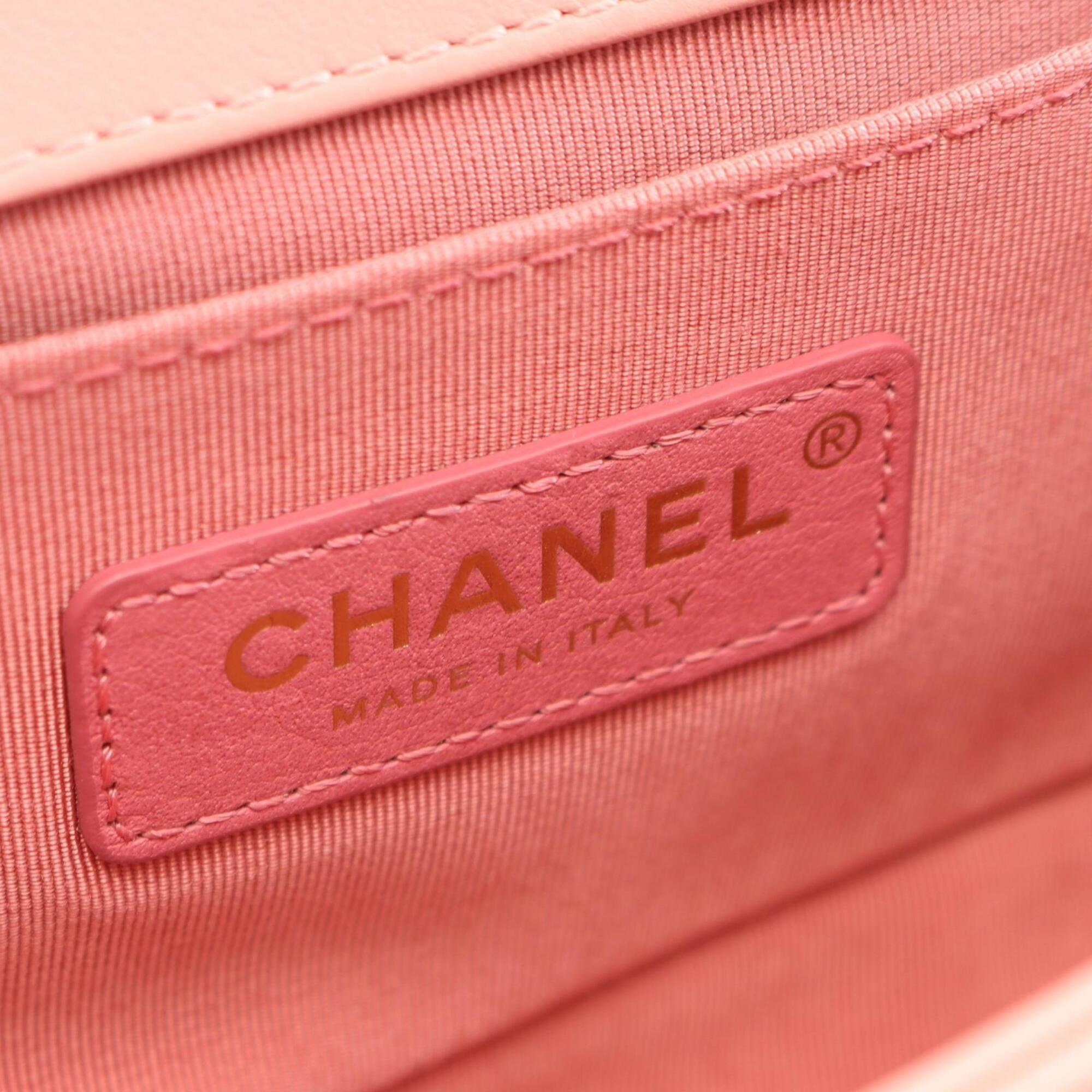 Chanel Multi-Color Pink Leather Handbag Shoulder Bag (Pre-Owned)