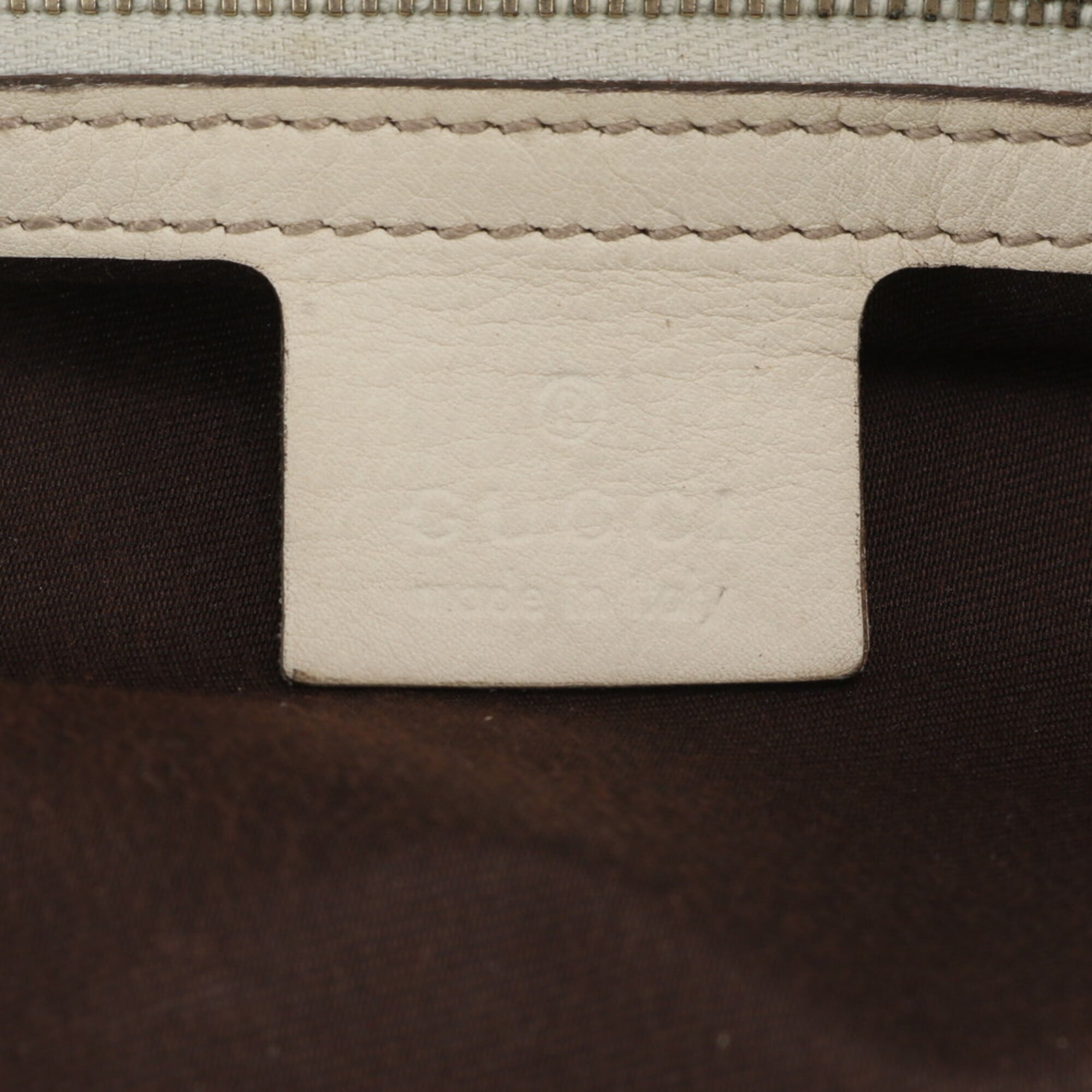 Gucci Beige Cream Leather Handbag Shoulder Bag Tote Bag (Pre-Owned)