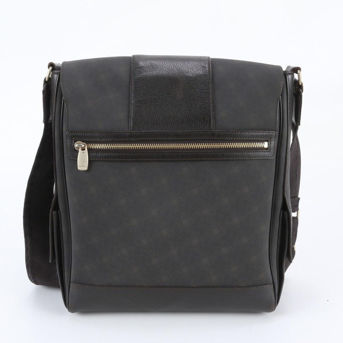 Dunhill Brown Leather Coated Canvas Messenger Bag Shoulder Bag Tote Bag (Pre-Owned)