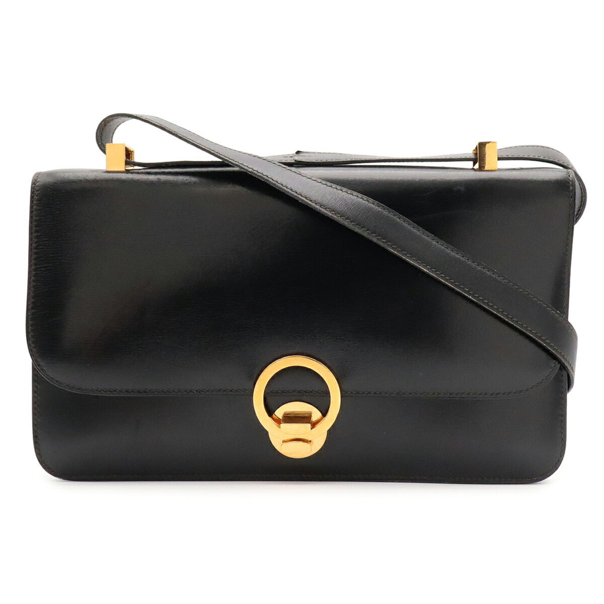 Hermes Black Box Calf Leather Shoulder Bag (Pre-Owned)