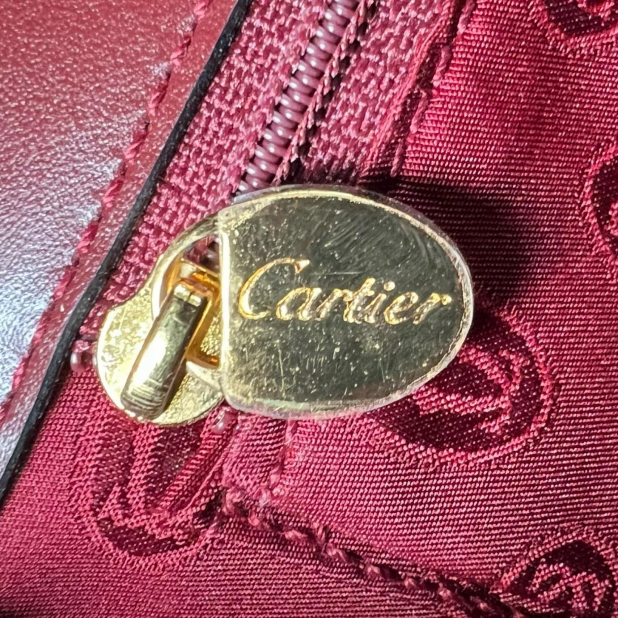 Cartier Bordeaux Leather Handbag (Pre-Owned)