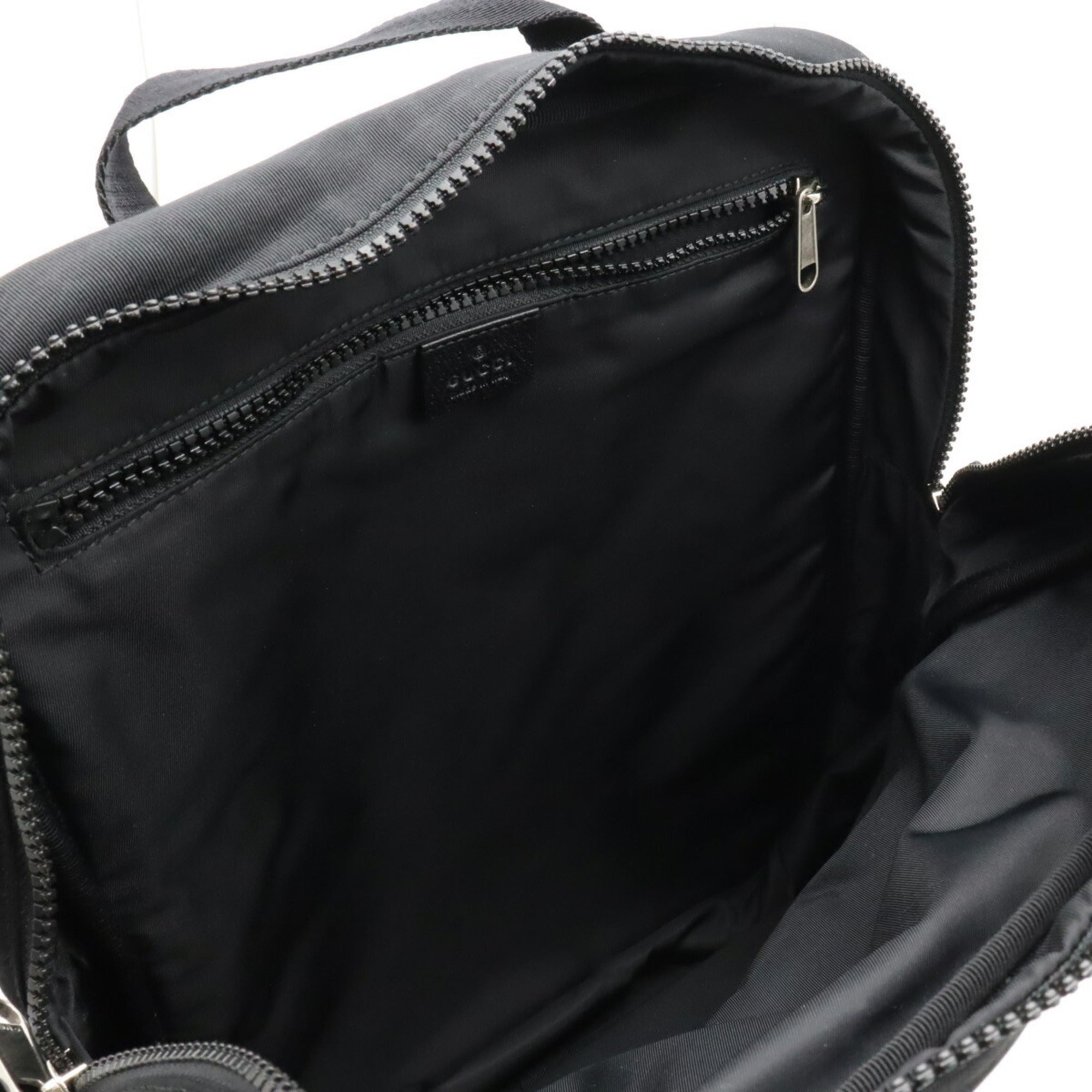 Gucci Black Nylon Canvas Spangles Leather Backpack (Pre-Owned)