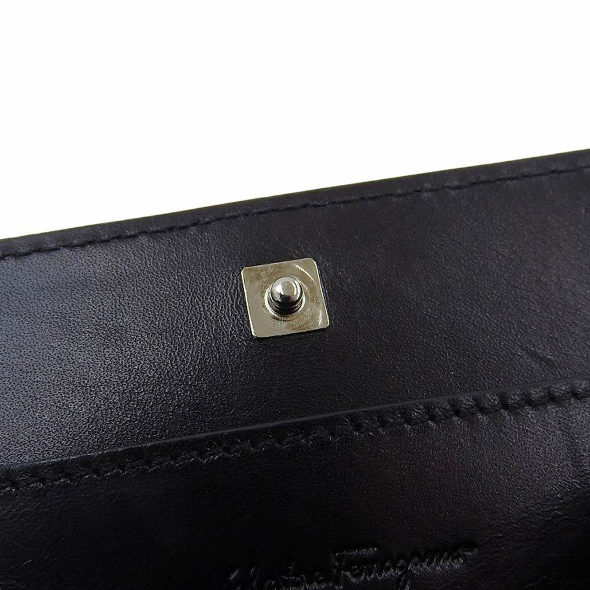 Salvatore Ferragamo Black Leather Coin Purse/Coin Case (Pre-Owned)