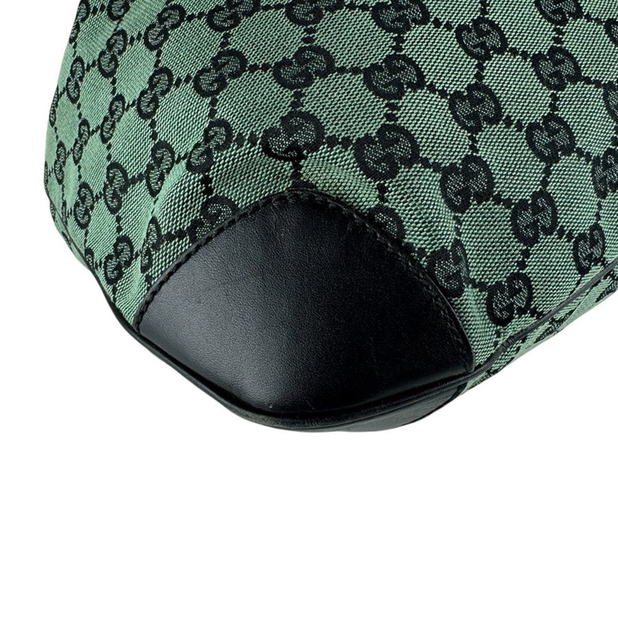 Gucci Black Green Gg Canvas Leather Shoulder Bag (Pre-Owned)