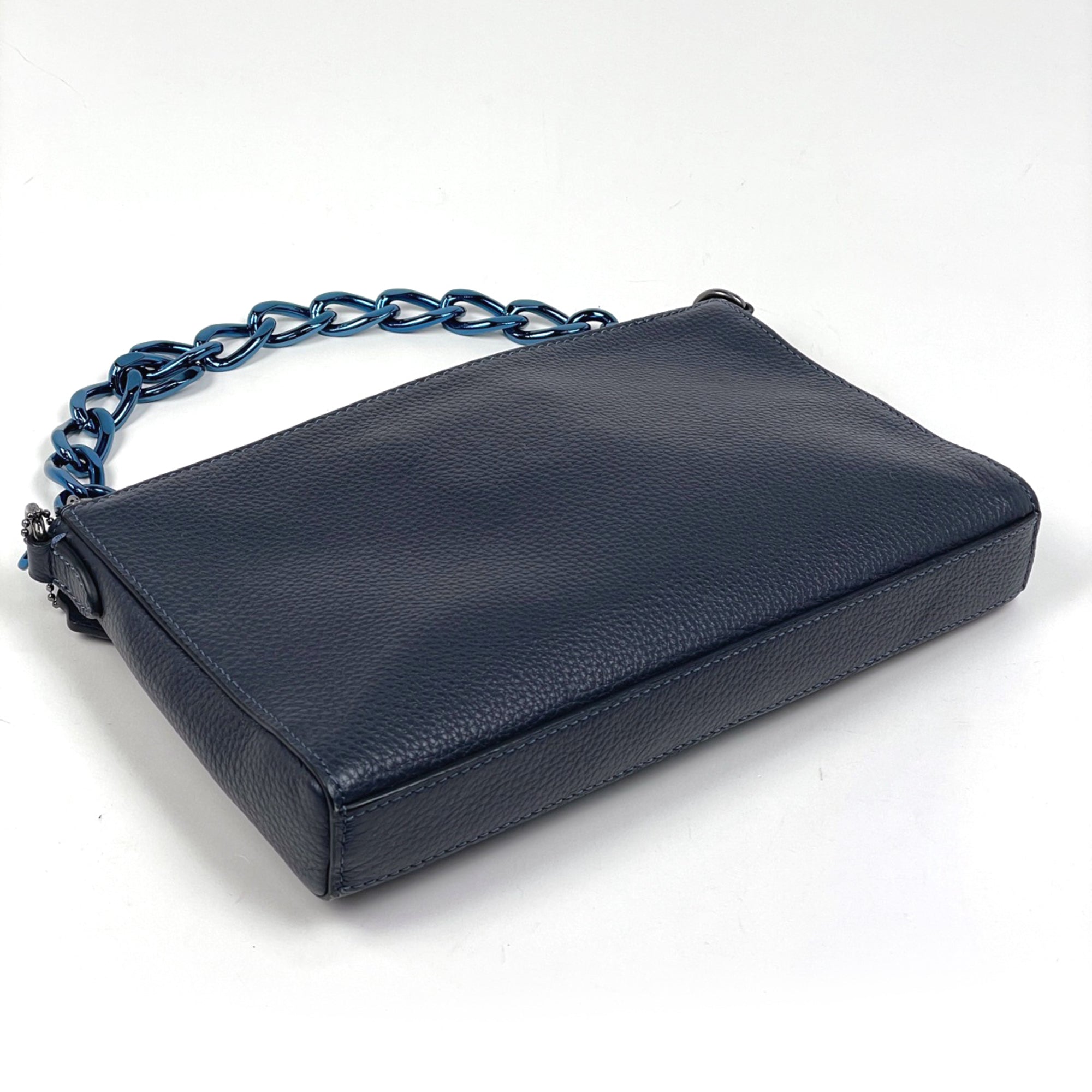 Coach Navy Leather Handbag Pouch Shoulder Bag (Pre-Owned)