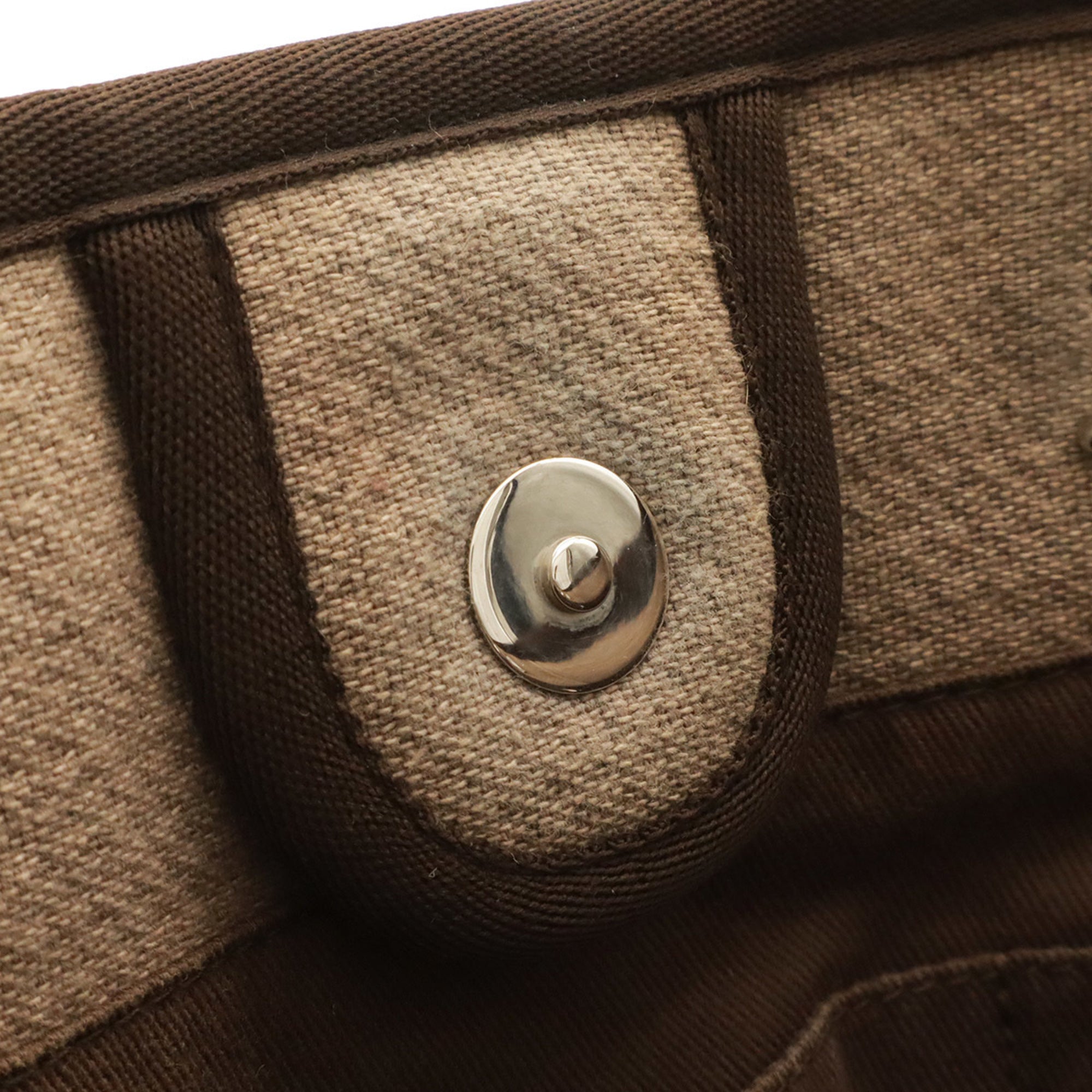 Chanel Beige Brown Canvas Shoulder Bag Tote Bag (Pre-Owned)