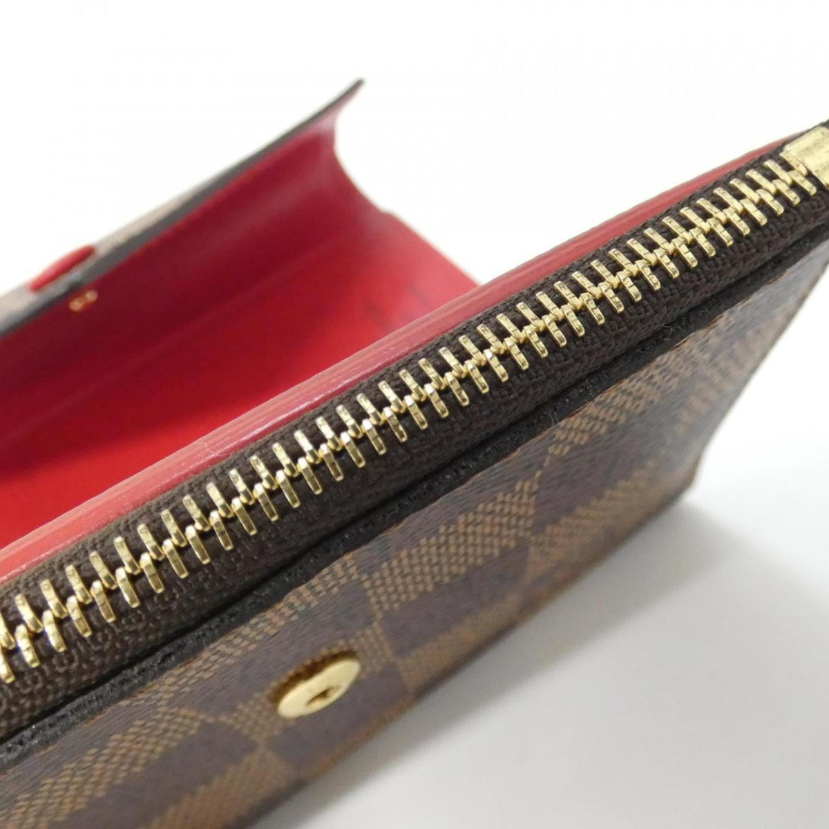 Louis Vuitton Ebene Rouge Coated Canvas Wallet (Tri-Fold) (Pre-Owned)