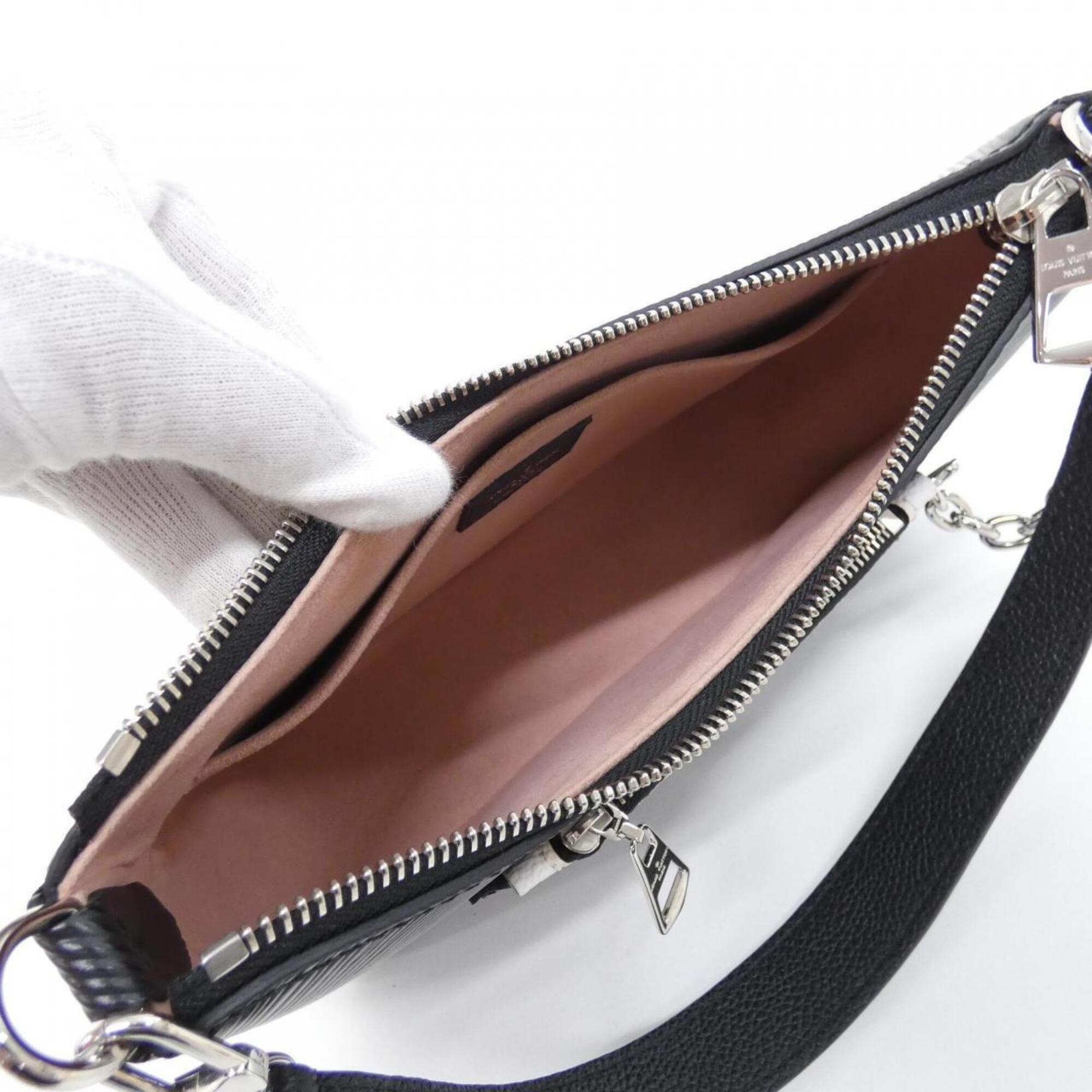 Louis Vuitton Black Leather Pouch Shoulder Bag (Pre-Owned)