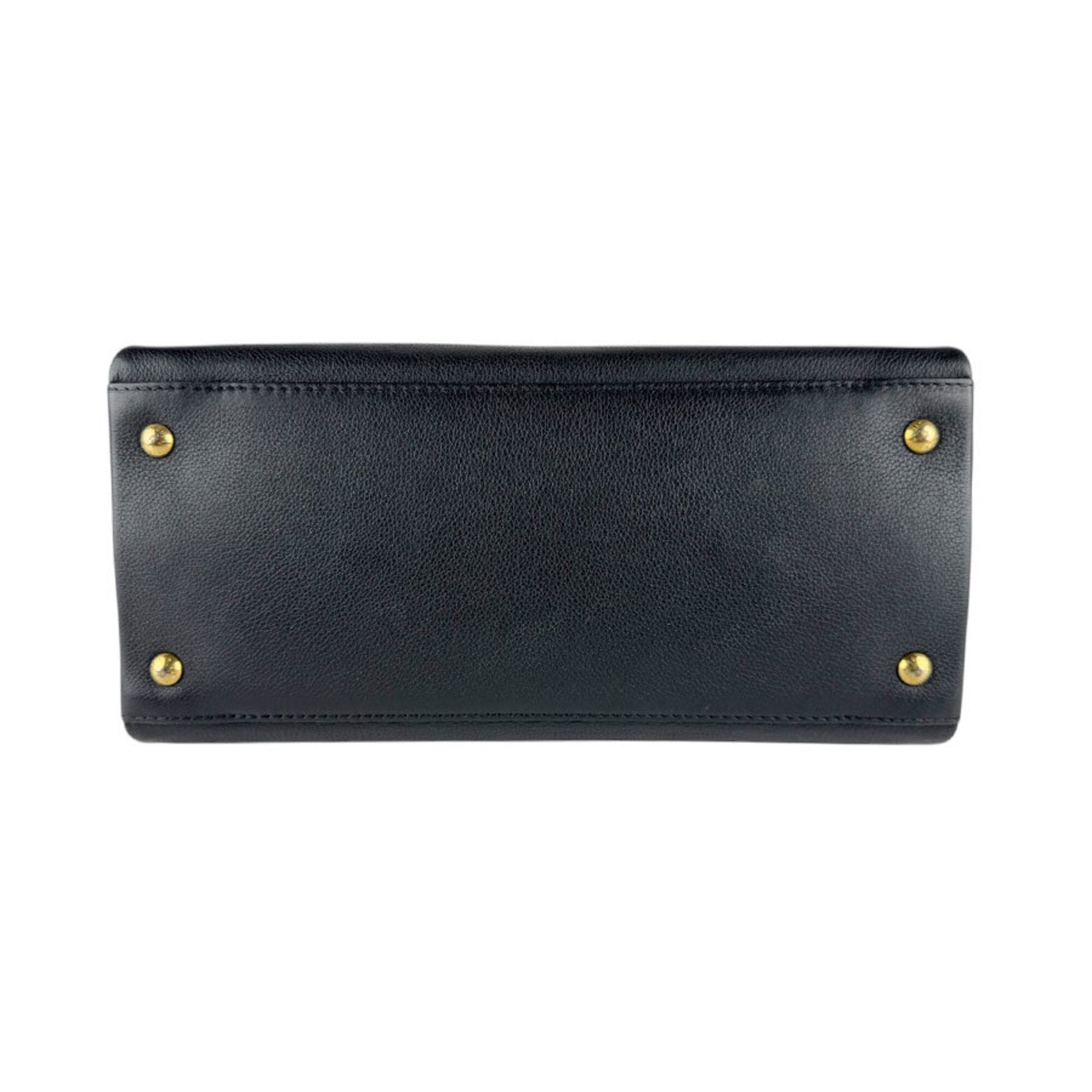 Louis Vuitton Black Leather Handbag Shoulder Bag (Pre-Owned)