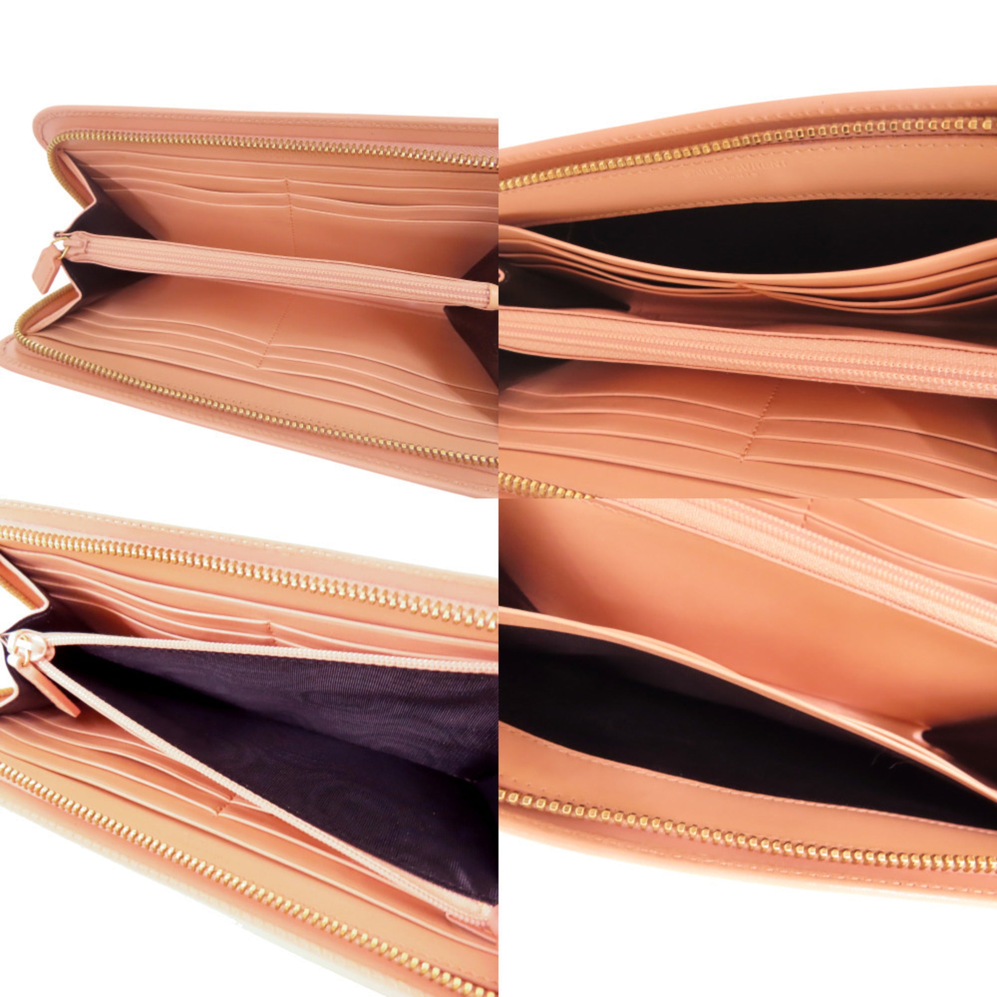 Yves Saint Laurent Salmon Pink Leather Long Wallet (Bi-Fold) (Pre-Owned)