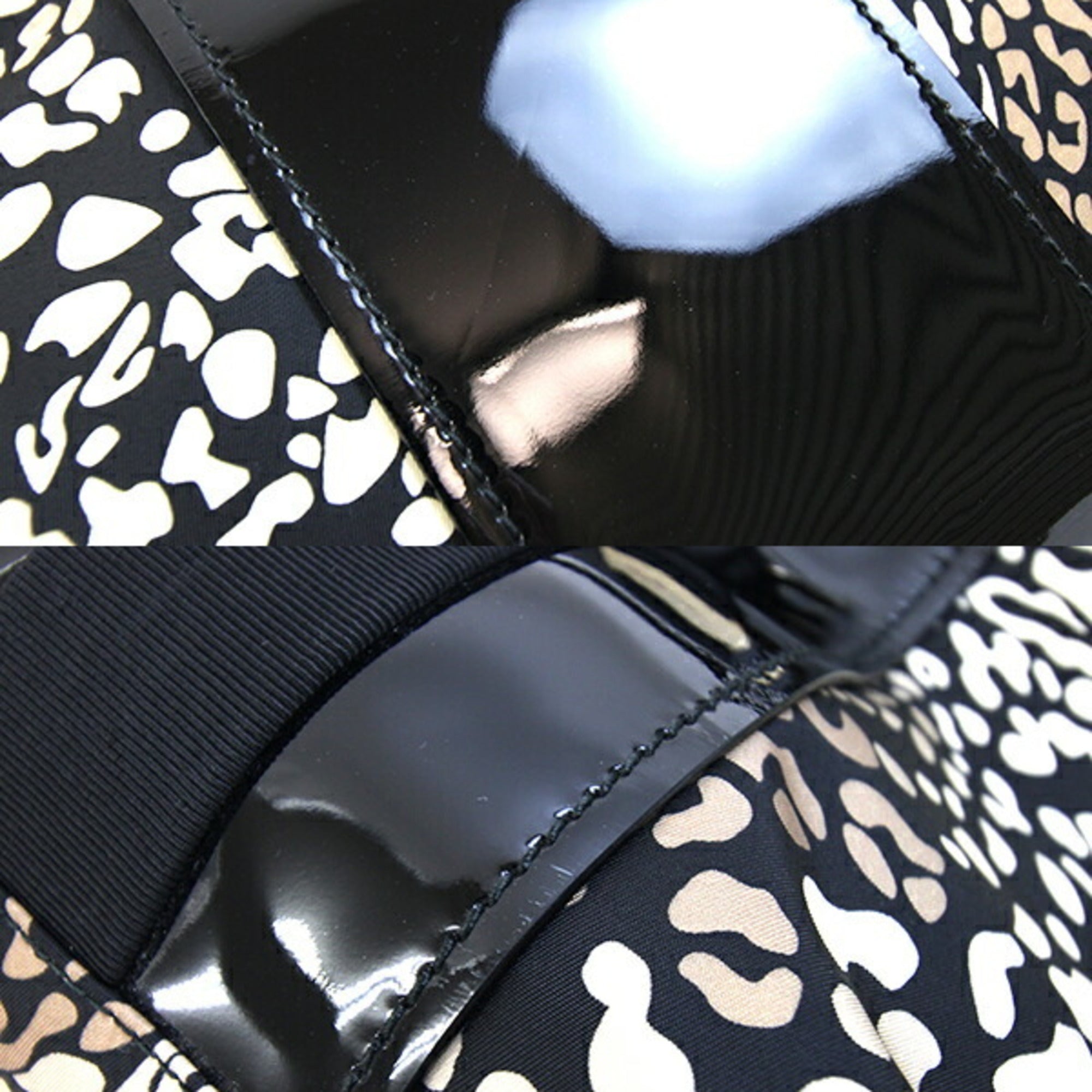 Salvatore Ferragamo Beige Black Nylon Leather Tote Bag (Pre-Owned)