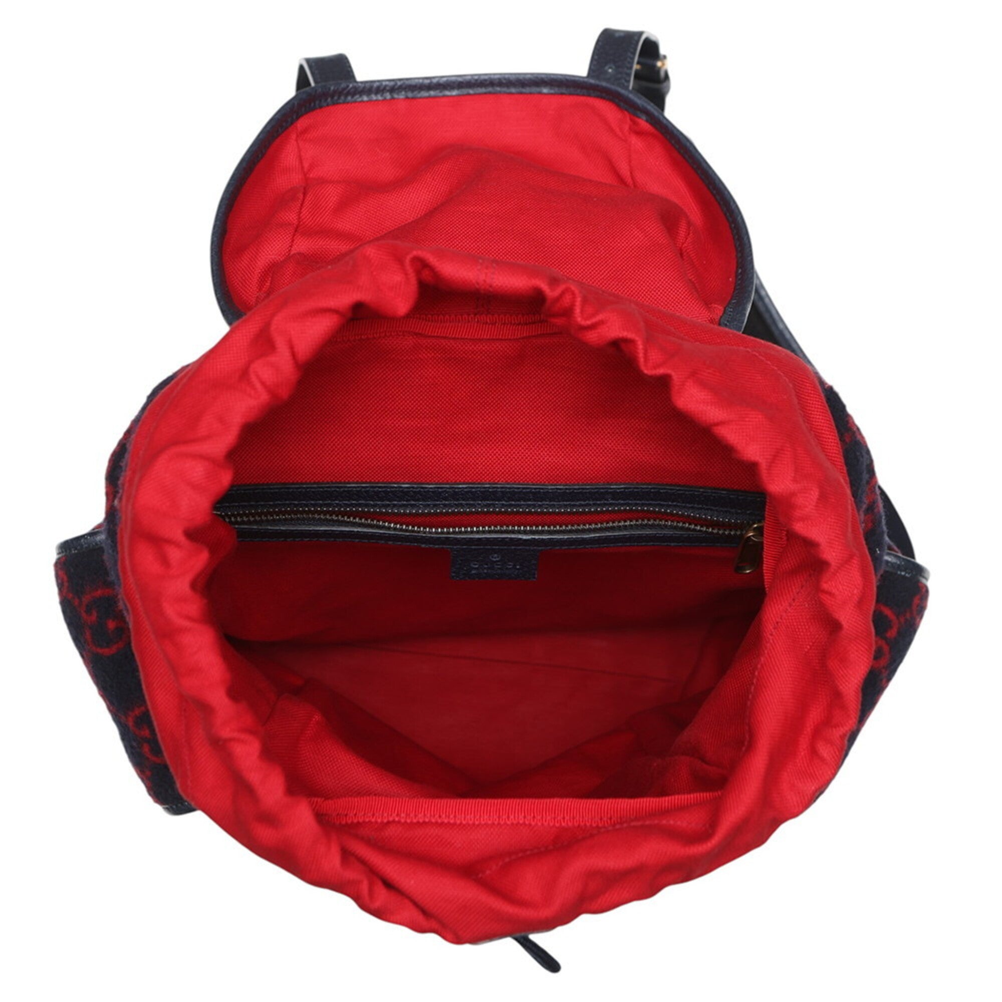Gucci Navy Red Color Wool Backpack (Pre-Owned)