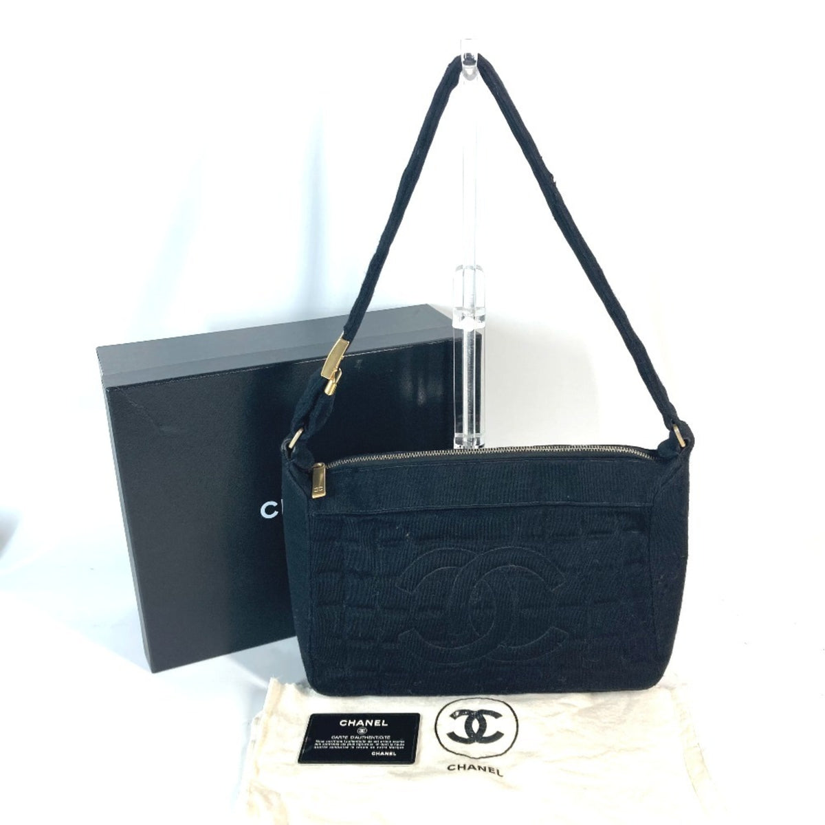 Chanel Black Jersey Shoulder Bag (Pre-Owned)